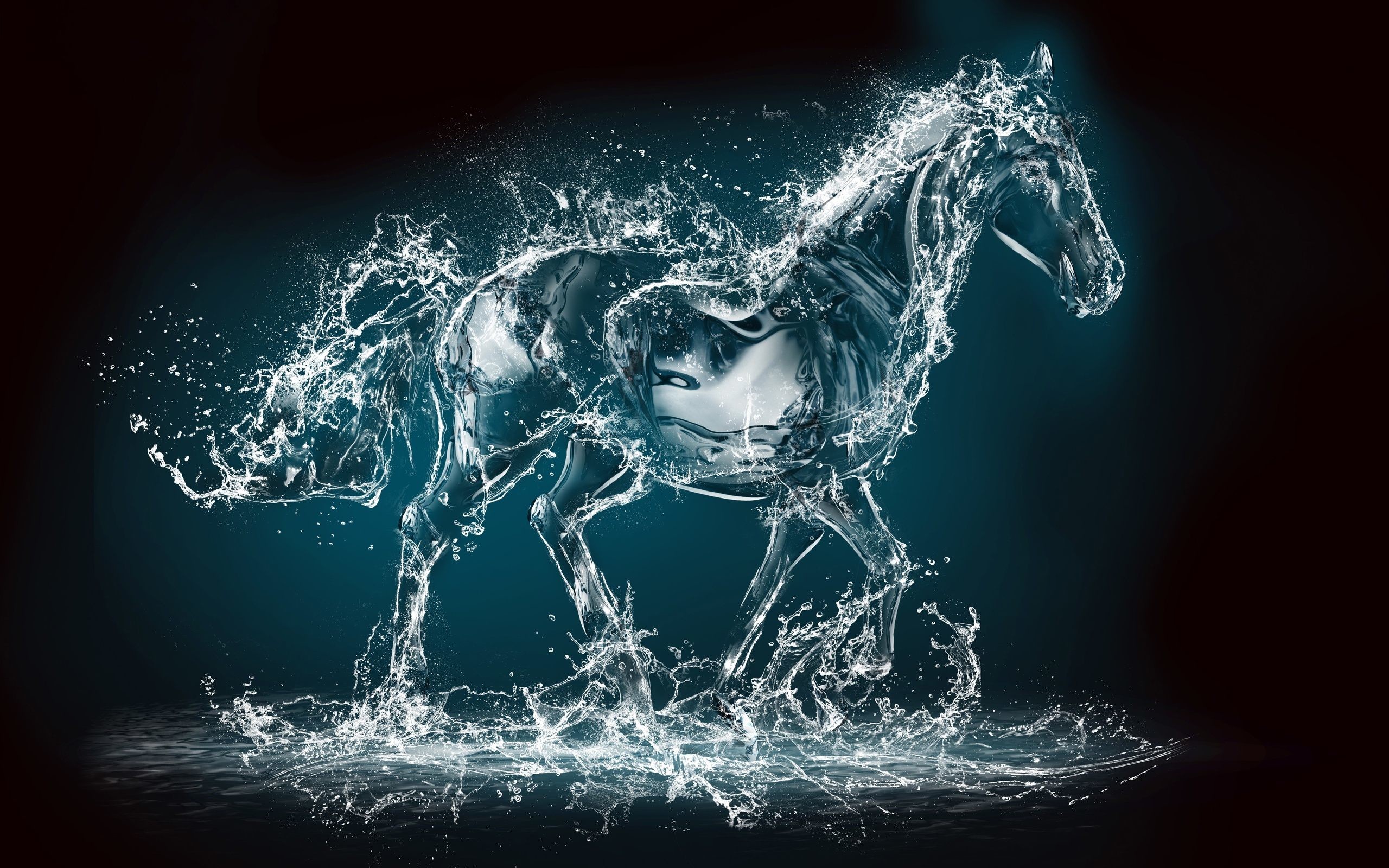 2560x1600 wallpaper.wiki-Horse-Water-Creative-Art-Background-2560x1440-