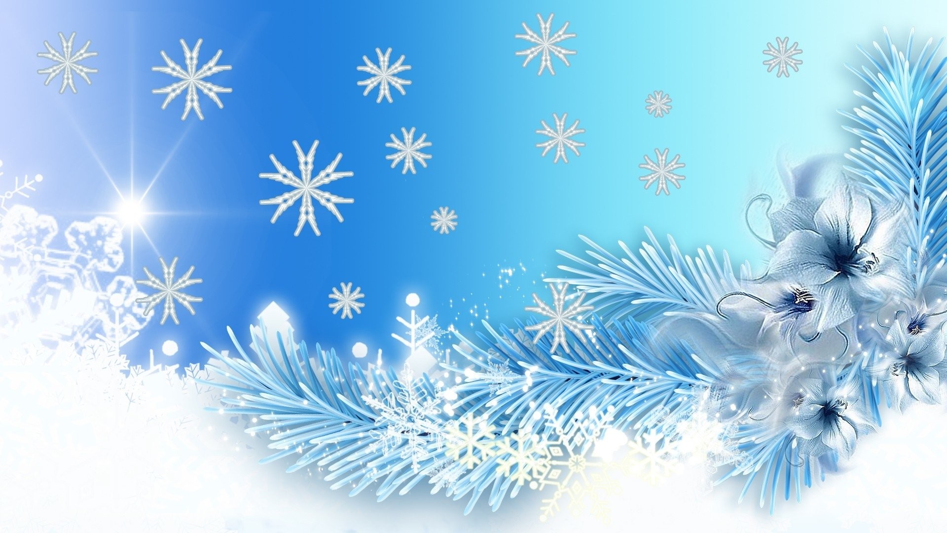1920x1080 Artistic Blue Snowflake White Â· HD Wallpaper | Background ID:777110