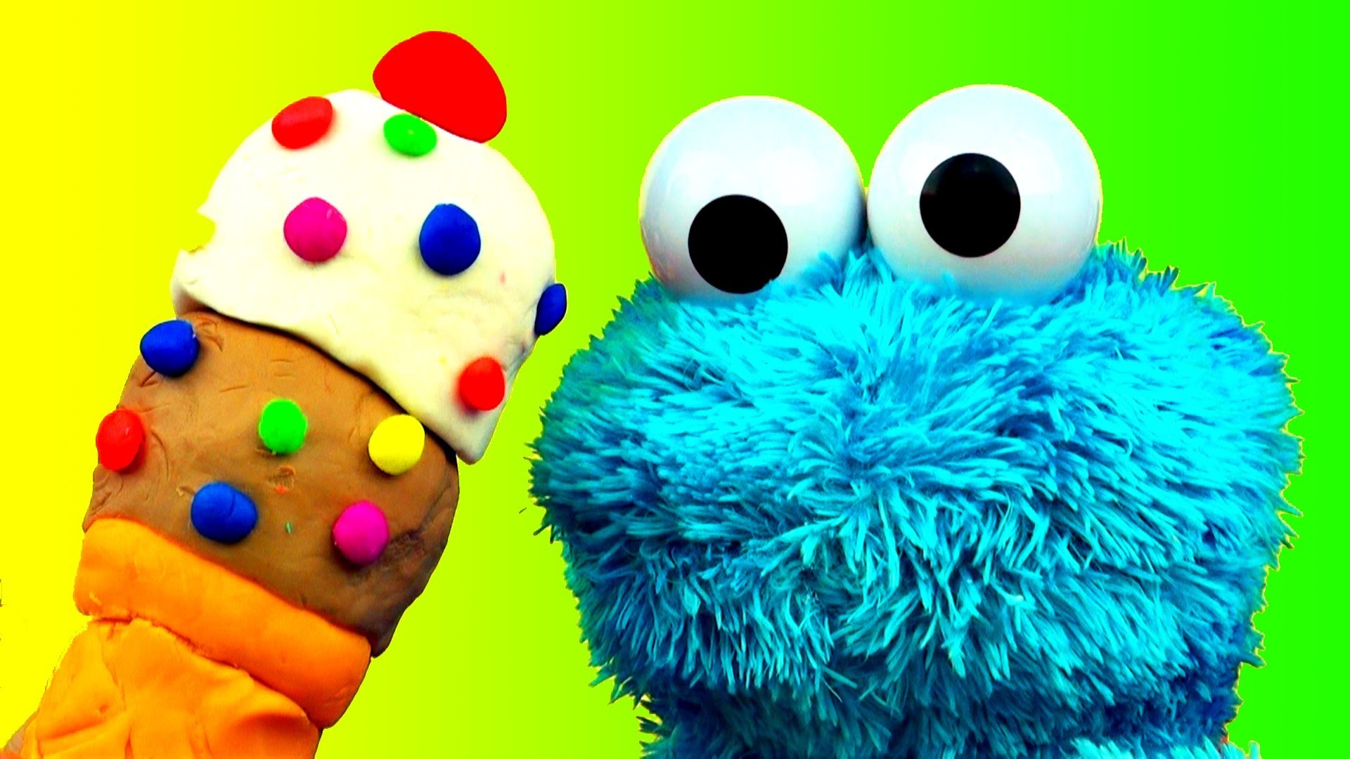 1920x1080 Play Doh Ice Cream Cone Surprise Cookie Monster Loves Ice-Cream Cones &  Sweet Cookies! Sesame Street - YouTube