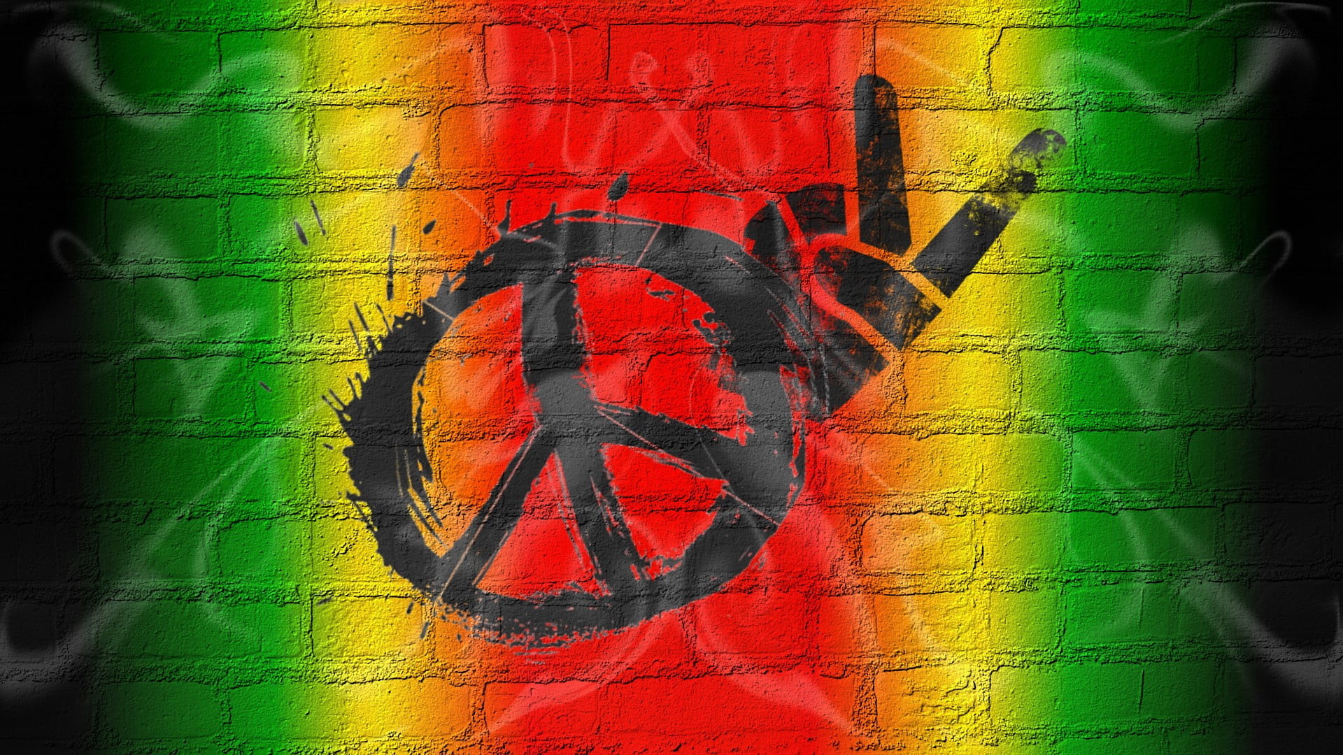 1920x1080 Peace logo illustration, peace, love, graffiti, bricks HD wallpaper