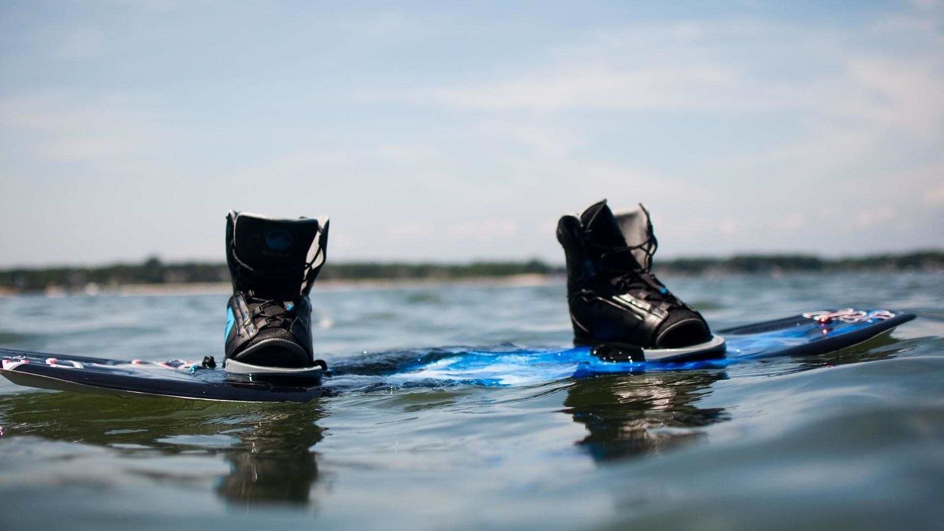 1920x1080 Water shoes reflections blue skies wakeboard sea wallpaper | (60309)