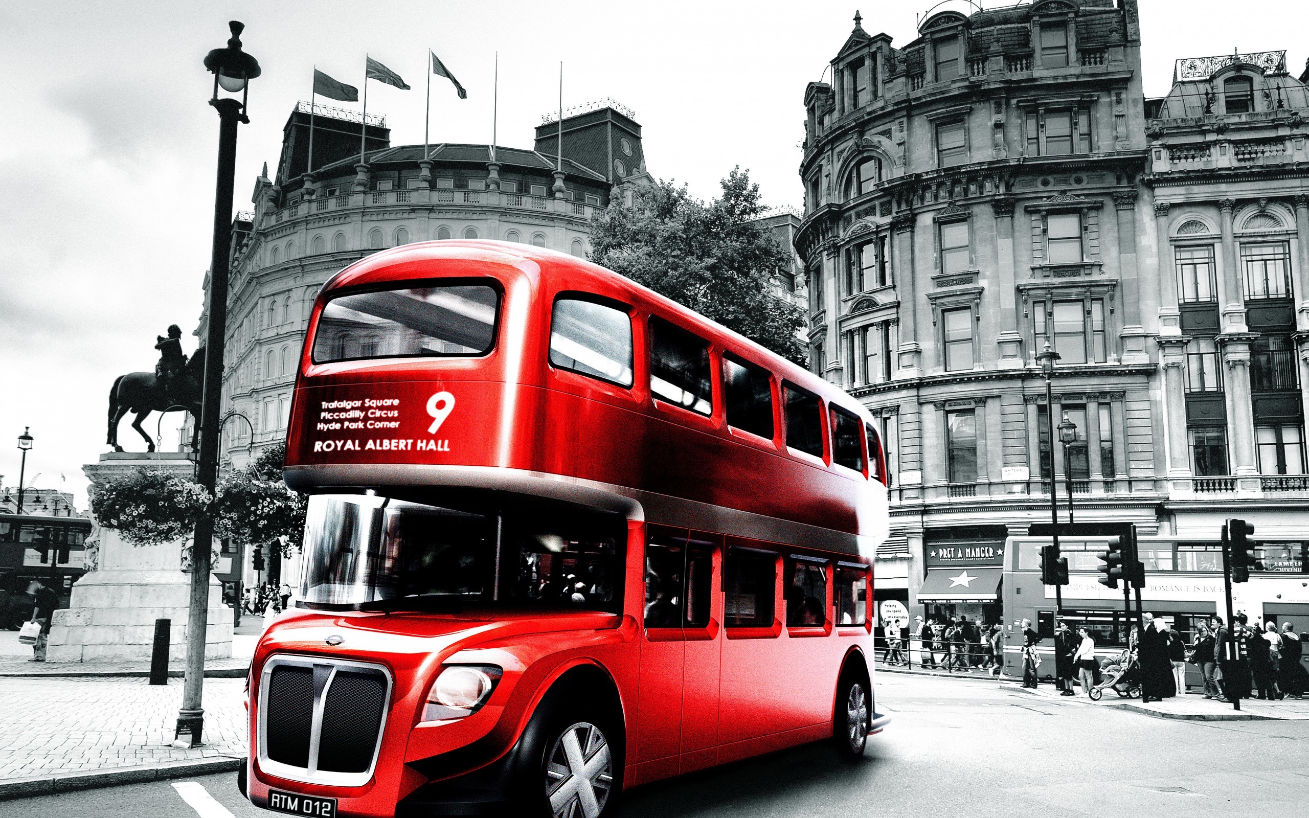 2560x1600 Download wallpaper london, england, bus, black and white, city .