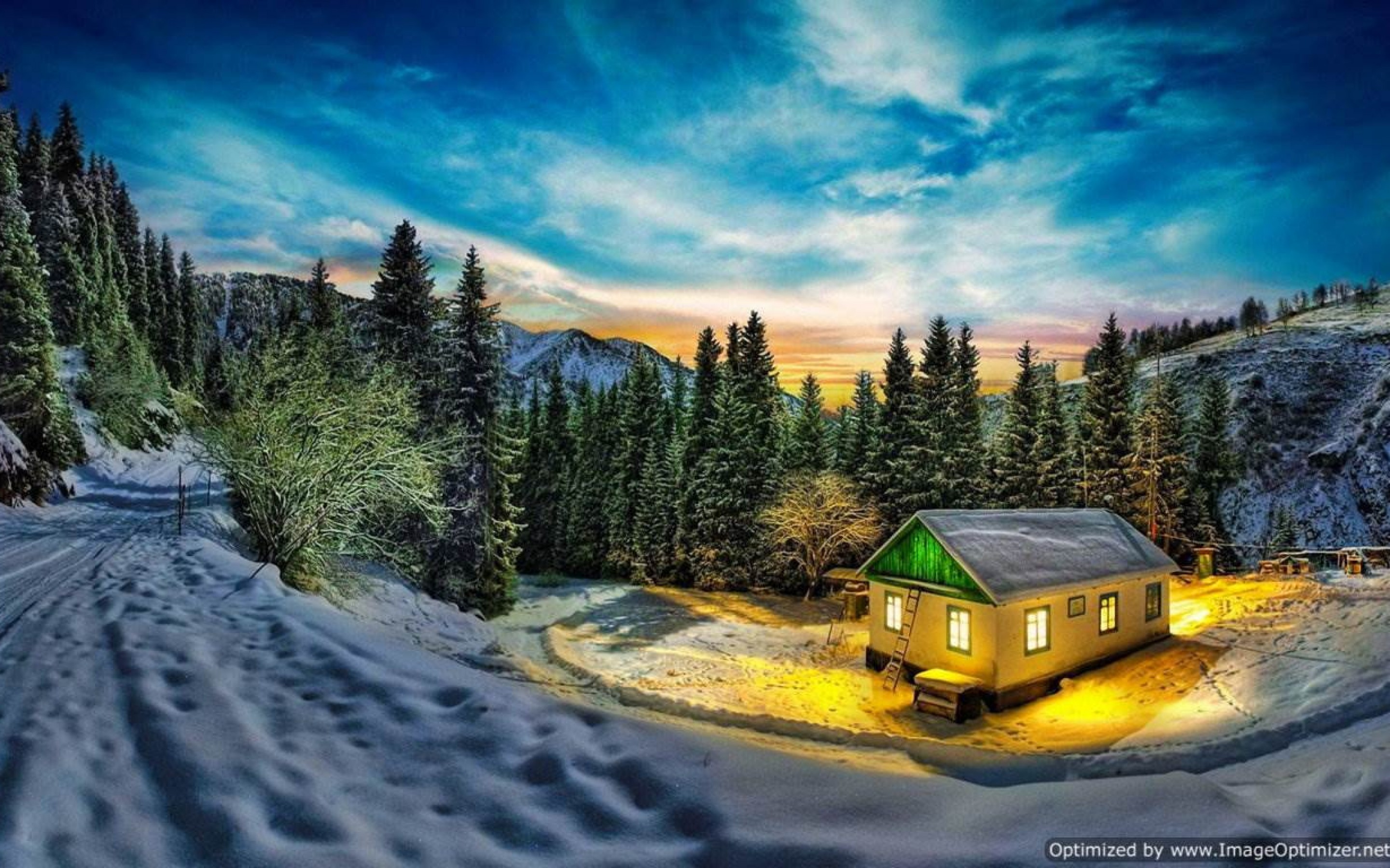 2880x1800 winter mountain cabin wallpaper Mountain Cabin Winter HD Wallpaper #6259