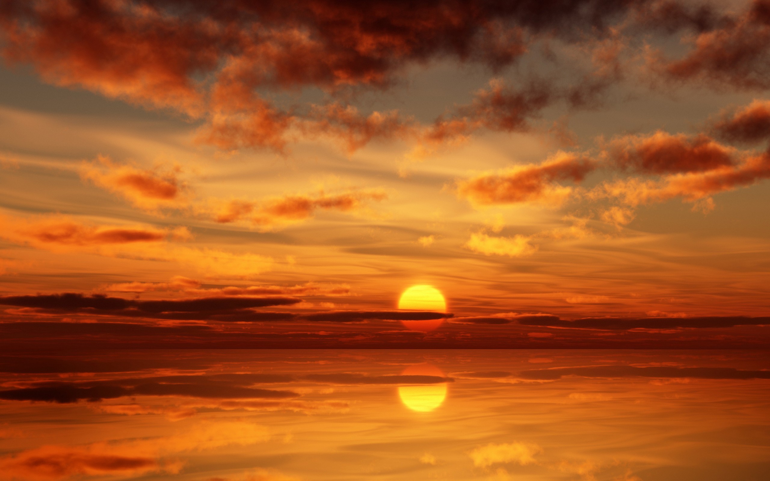 2560x1600 Ocean Sunset Painting