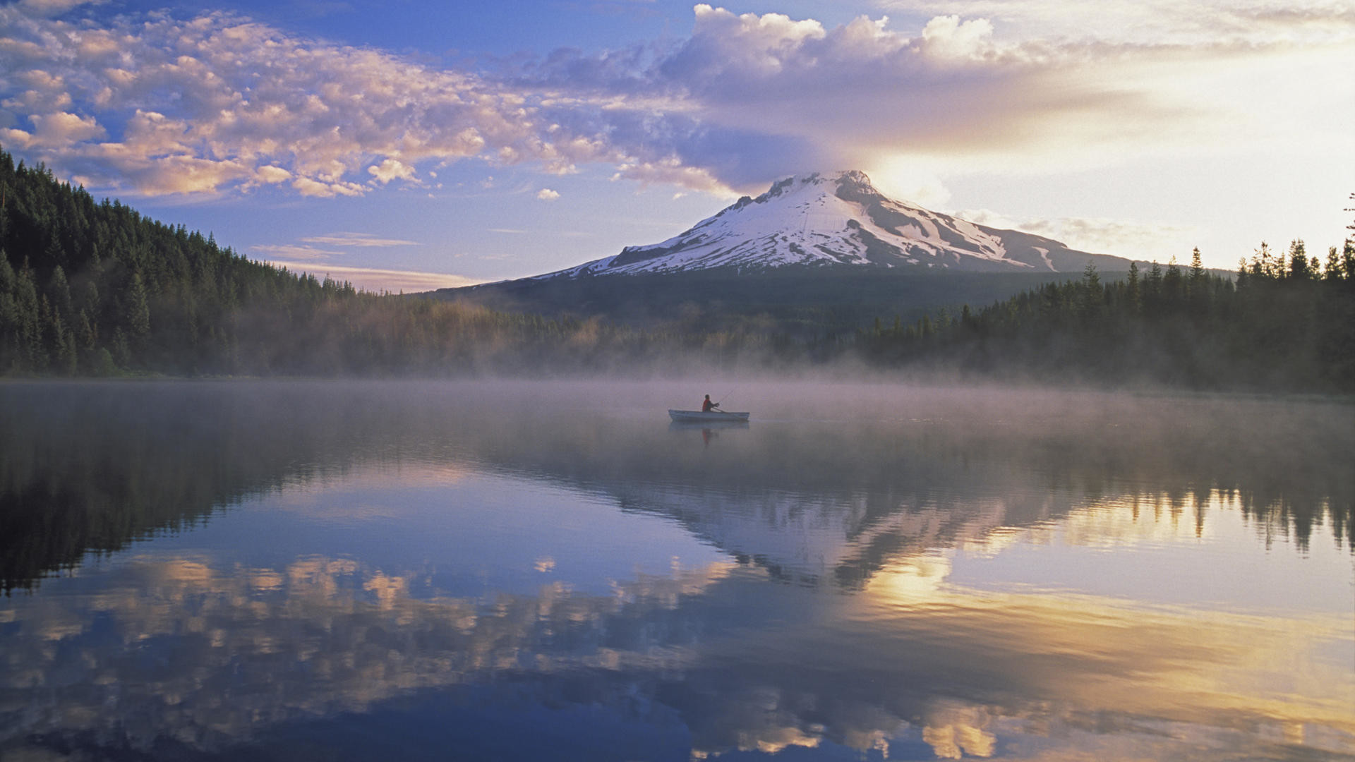 1920x1080 Download Background - Mount Hood and Fisherman on Trillium Lake, Oregon -  Free Cool Backgrounds and Wallpapers for your Desktop Or Laptop.