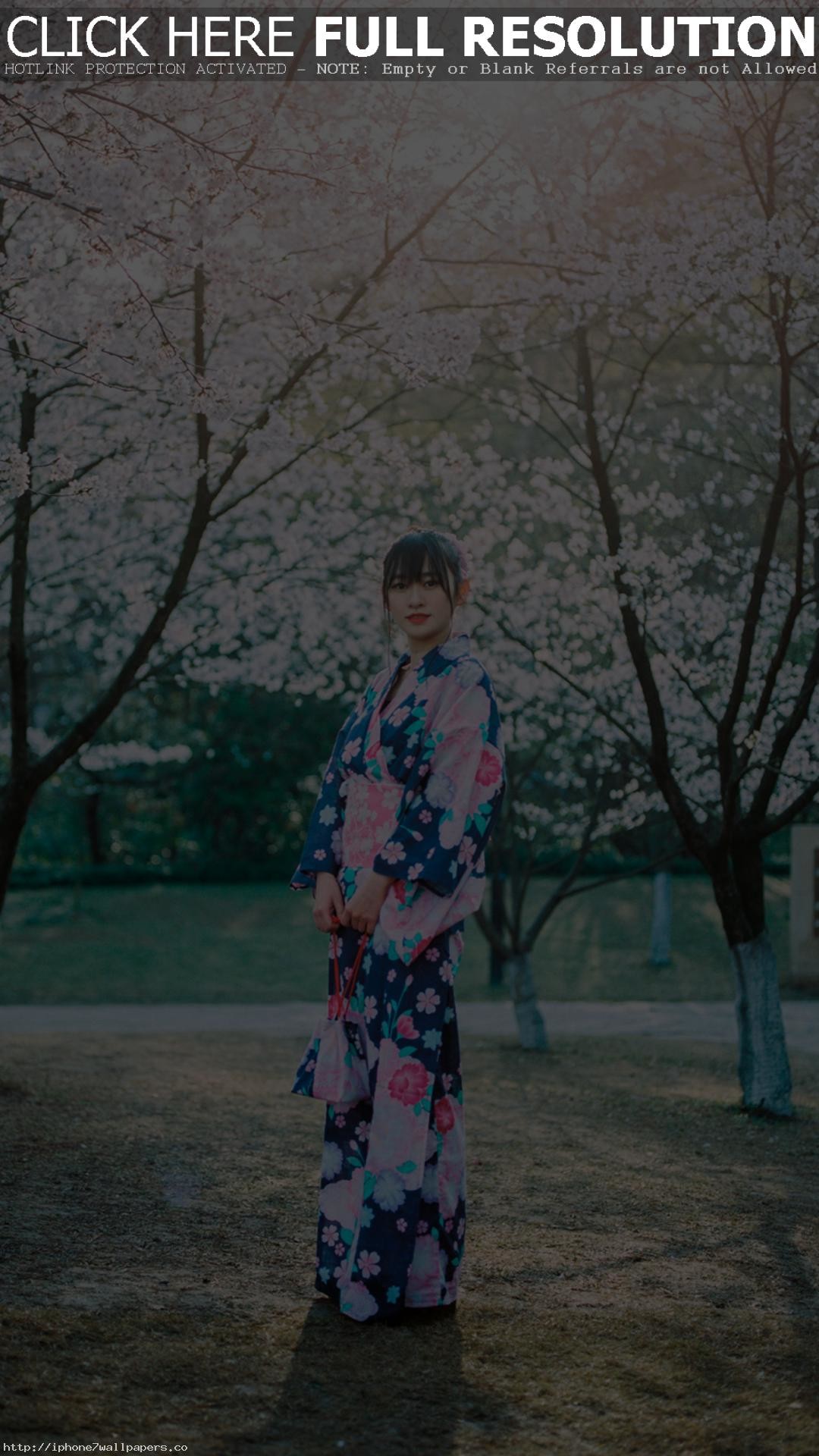 1080x1920 Japanese Girl in Kimono Sakura Android wallpaper - Android HD wallpapers