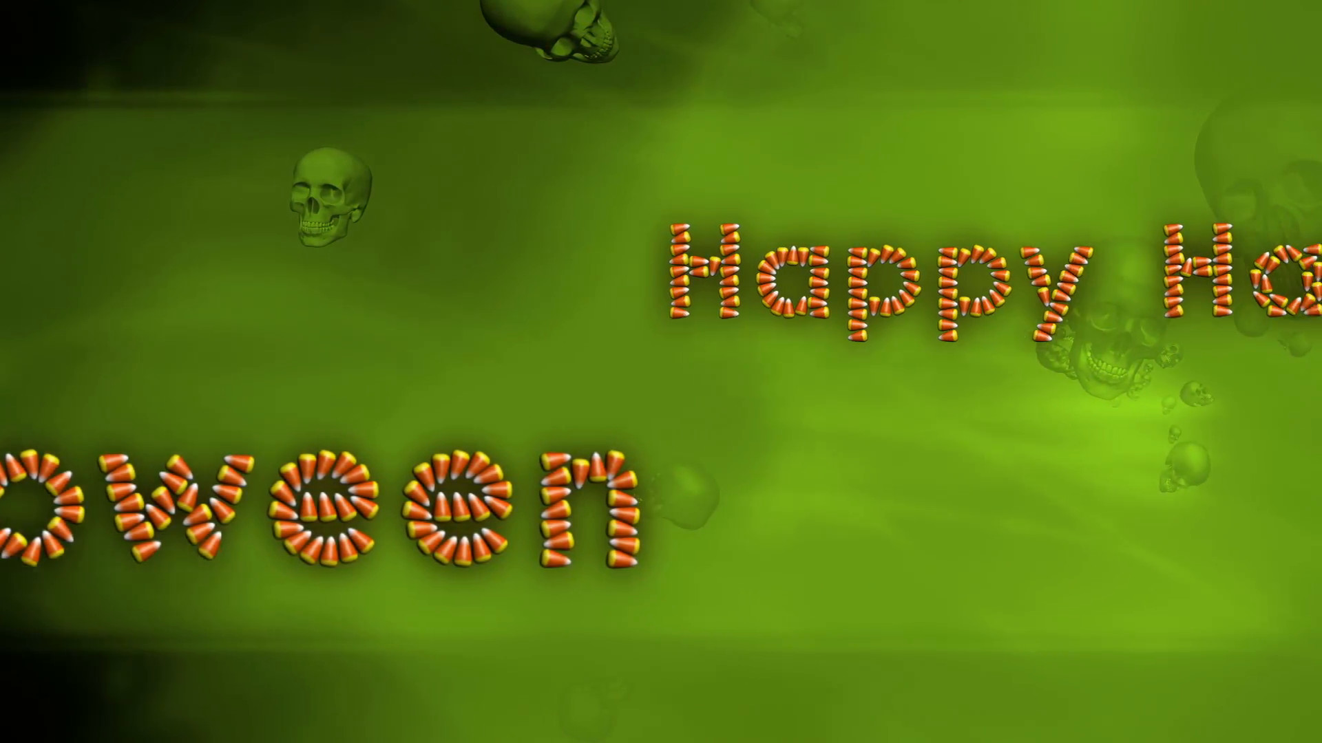 1920x1080 Happy Halloween Background Green Candy Corn and Skulls Looping Animation