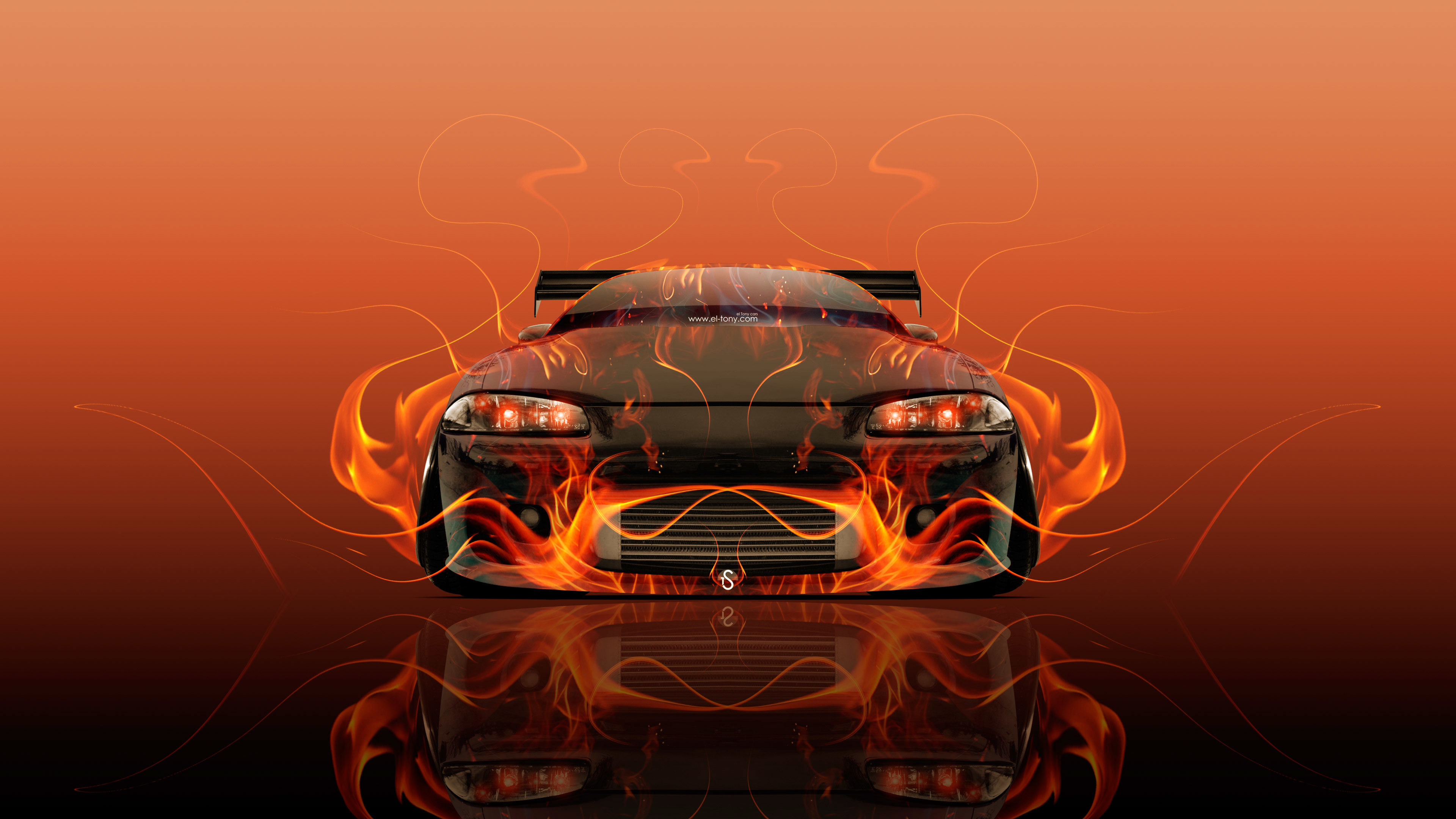 3840x2160 Mitsubishi-Eclipse-JDM-Tuning-Front-Fire-Abstract-Car-