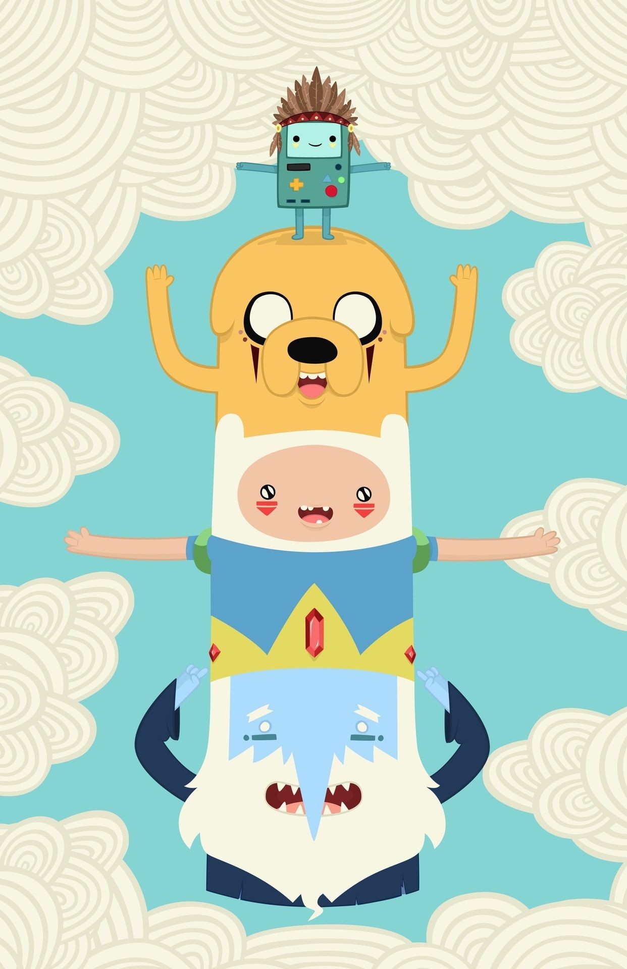 1242x1920 Adventure Time (Hora de Aventura) - Bmo, Jake, Finn e Rei Gelado