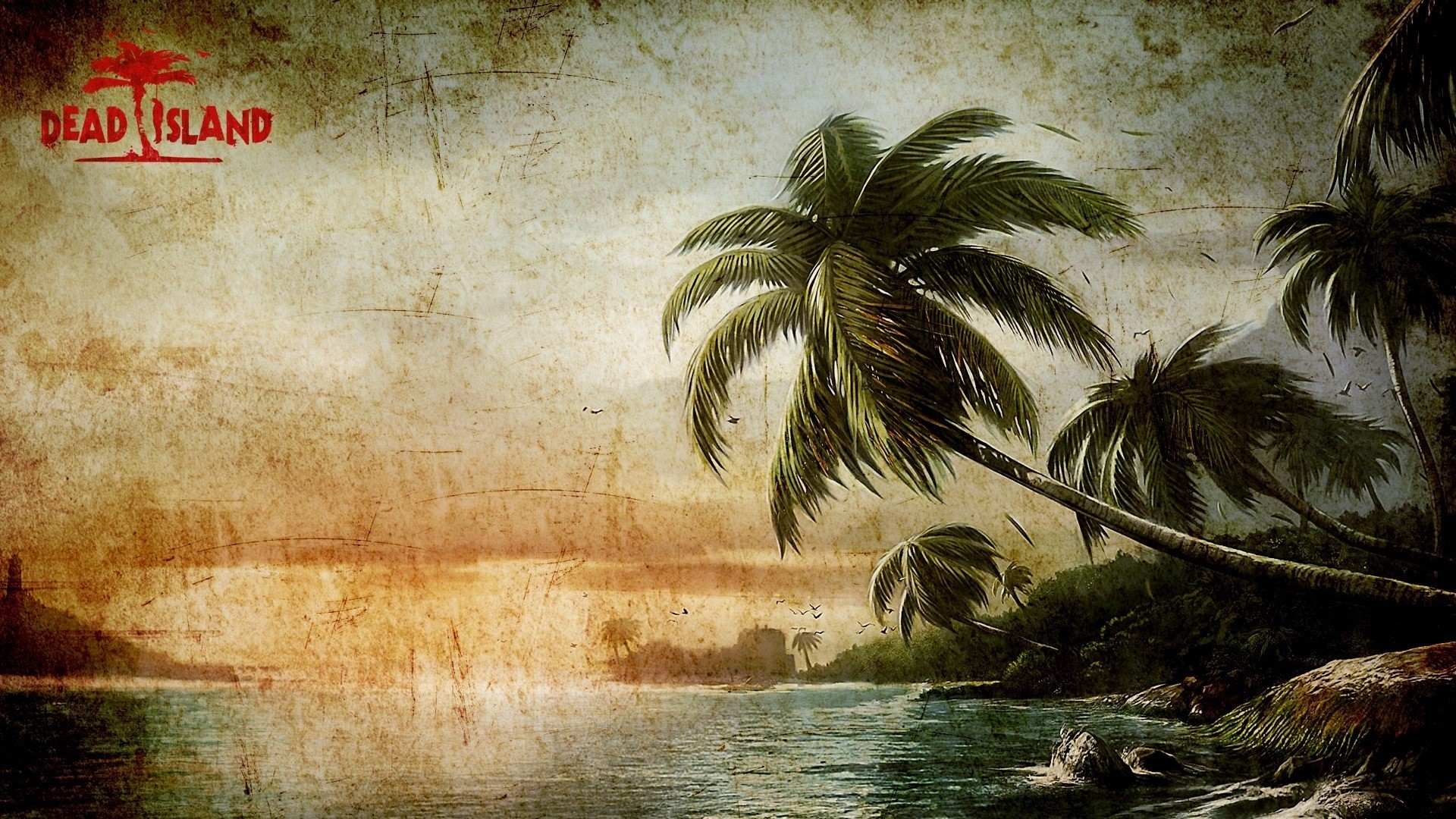 1920x1080 Preview wallpaper dead island, palms, waves, sunset, graphics 