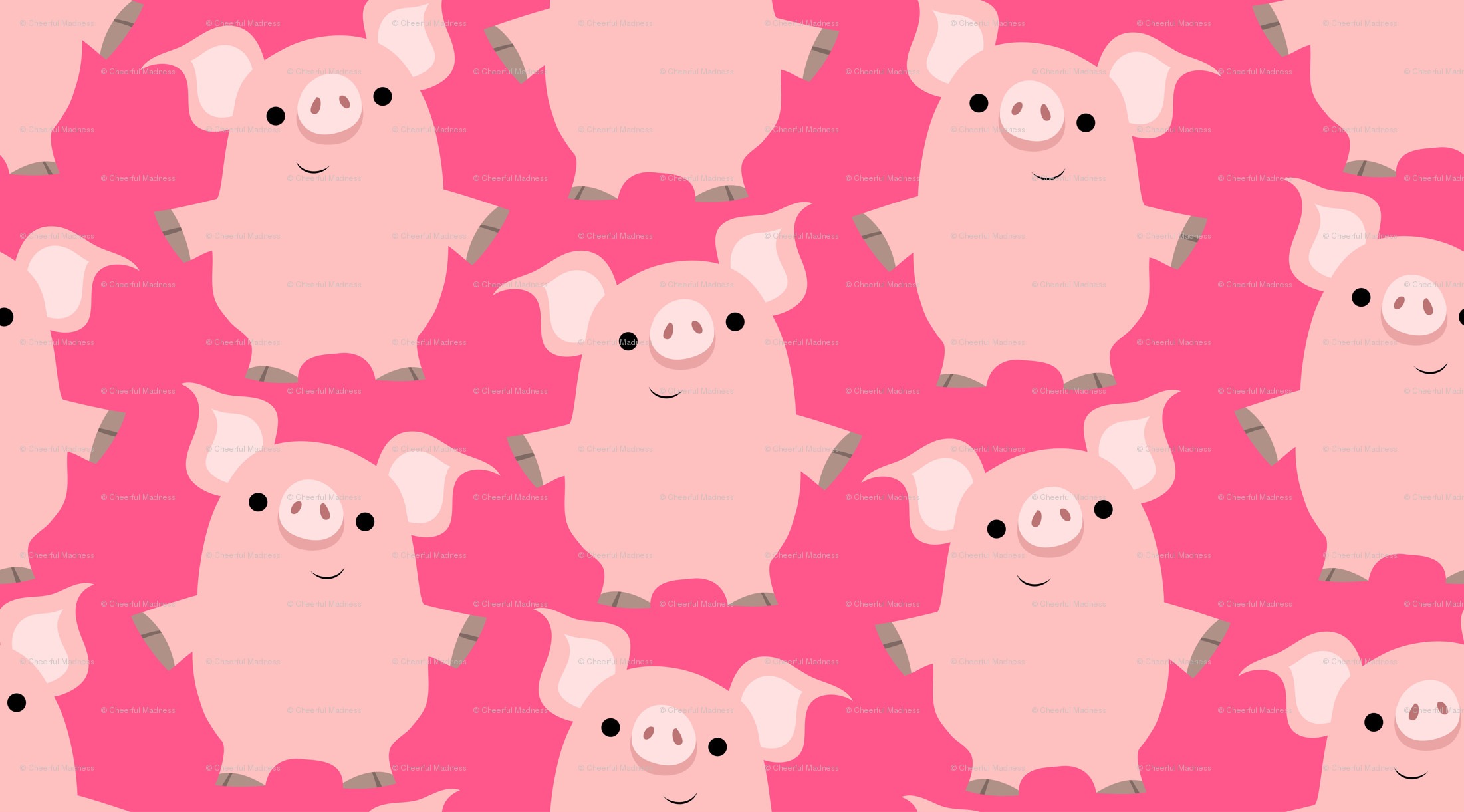 2202x1221 Cute Friendly Cartoon Pigs by Cheerful Madness!! wallpaper -  cheerfulmadness_cartoons - Spoonflower