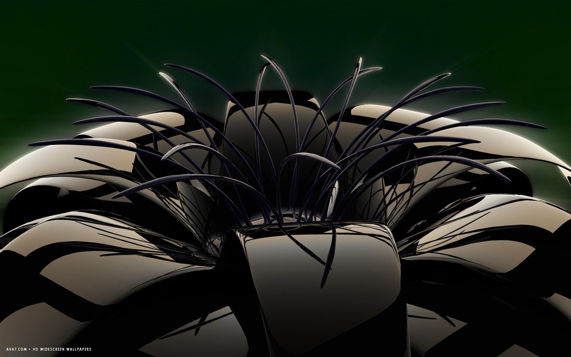 1920x1200 3d black shiny glass flower dark hd widescreen wallpaper