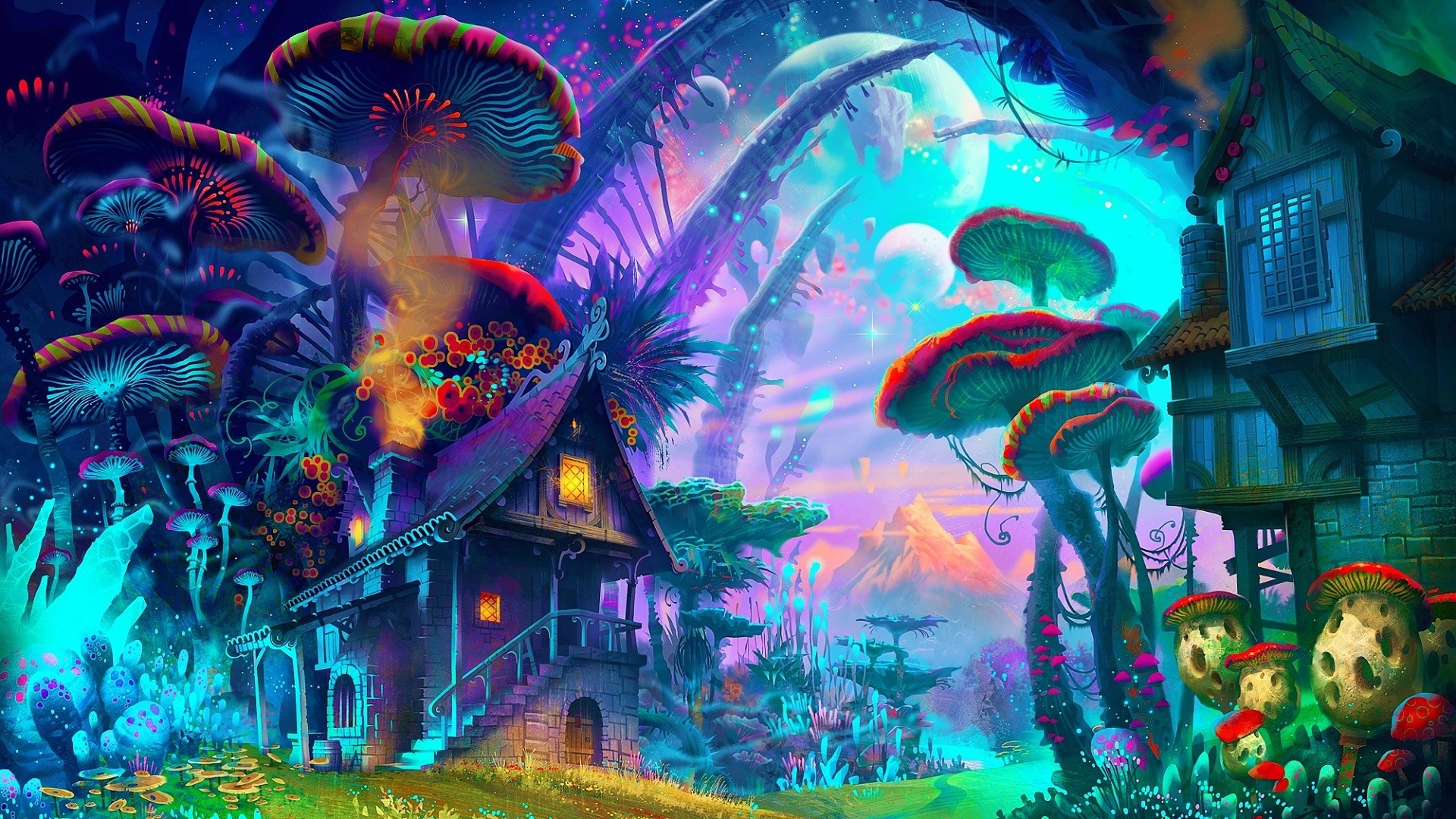 1920x1080 Trippy Forest Background Source Â· General  fantasy art drawing  nature psychedelic colorful