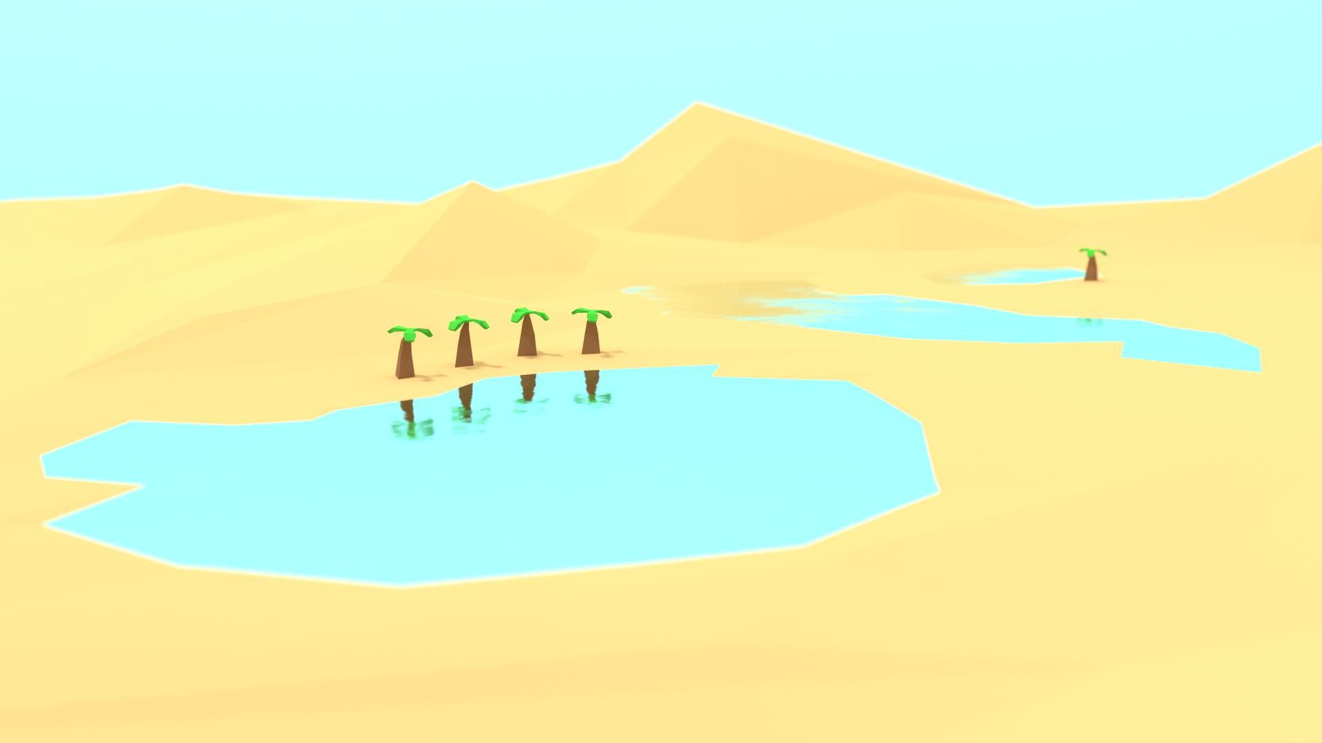 1920x1080 A low poly model of a desert oasis. Wallpaper