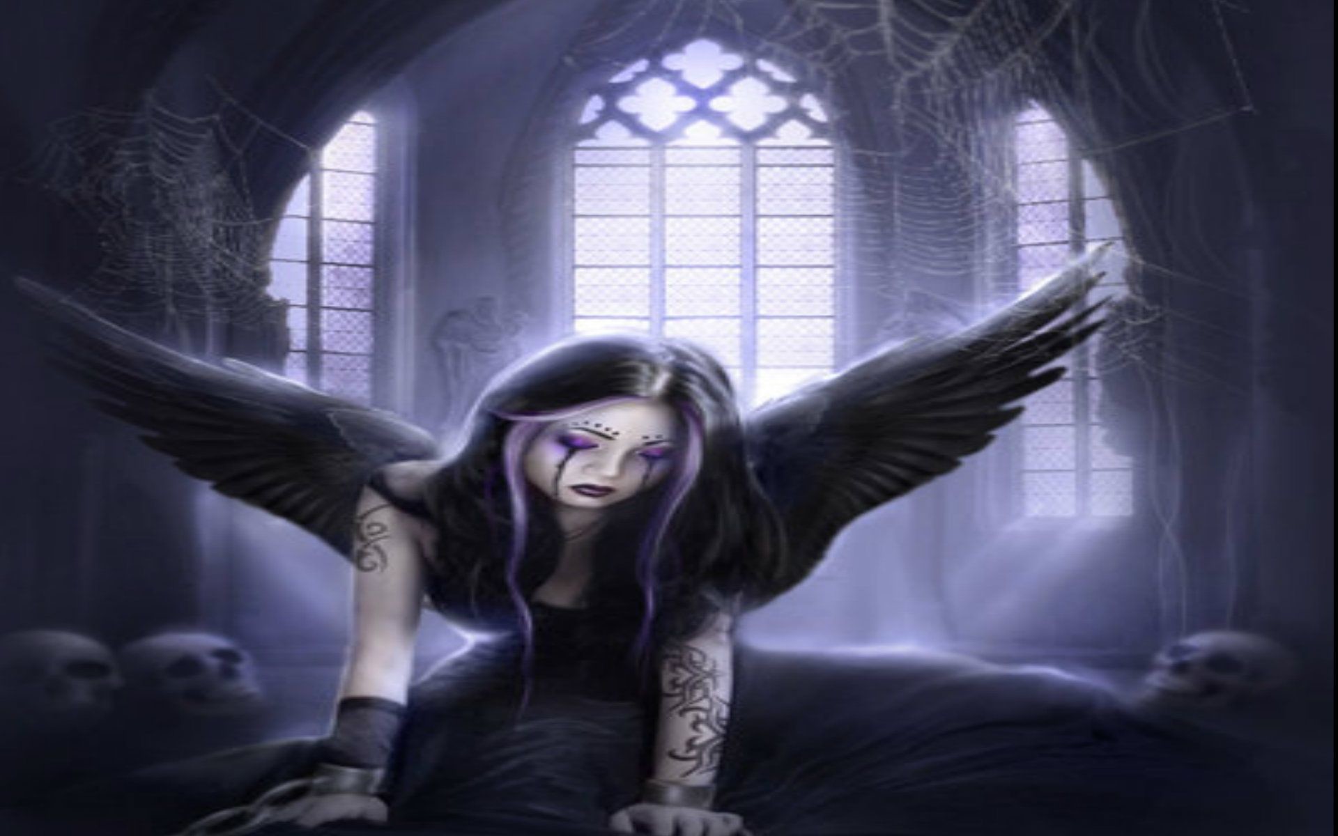 1920x1200 Gothic angel 3 background sad purple tattoo HD Wallpaper