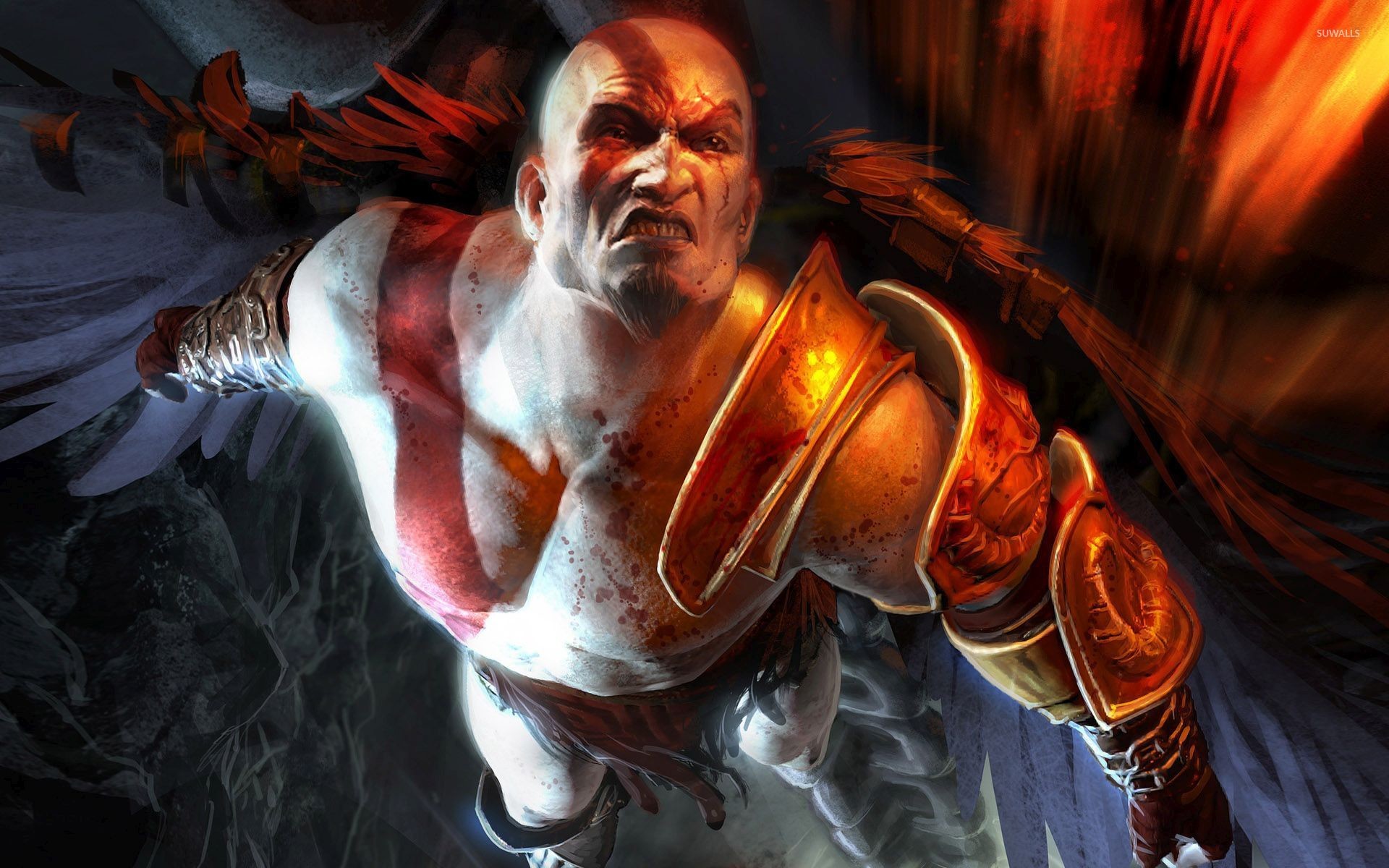 1920x1200 Flying Kratos in God of War wallpaper