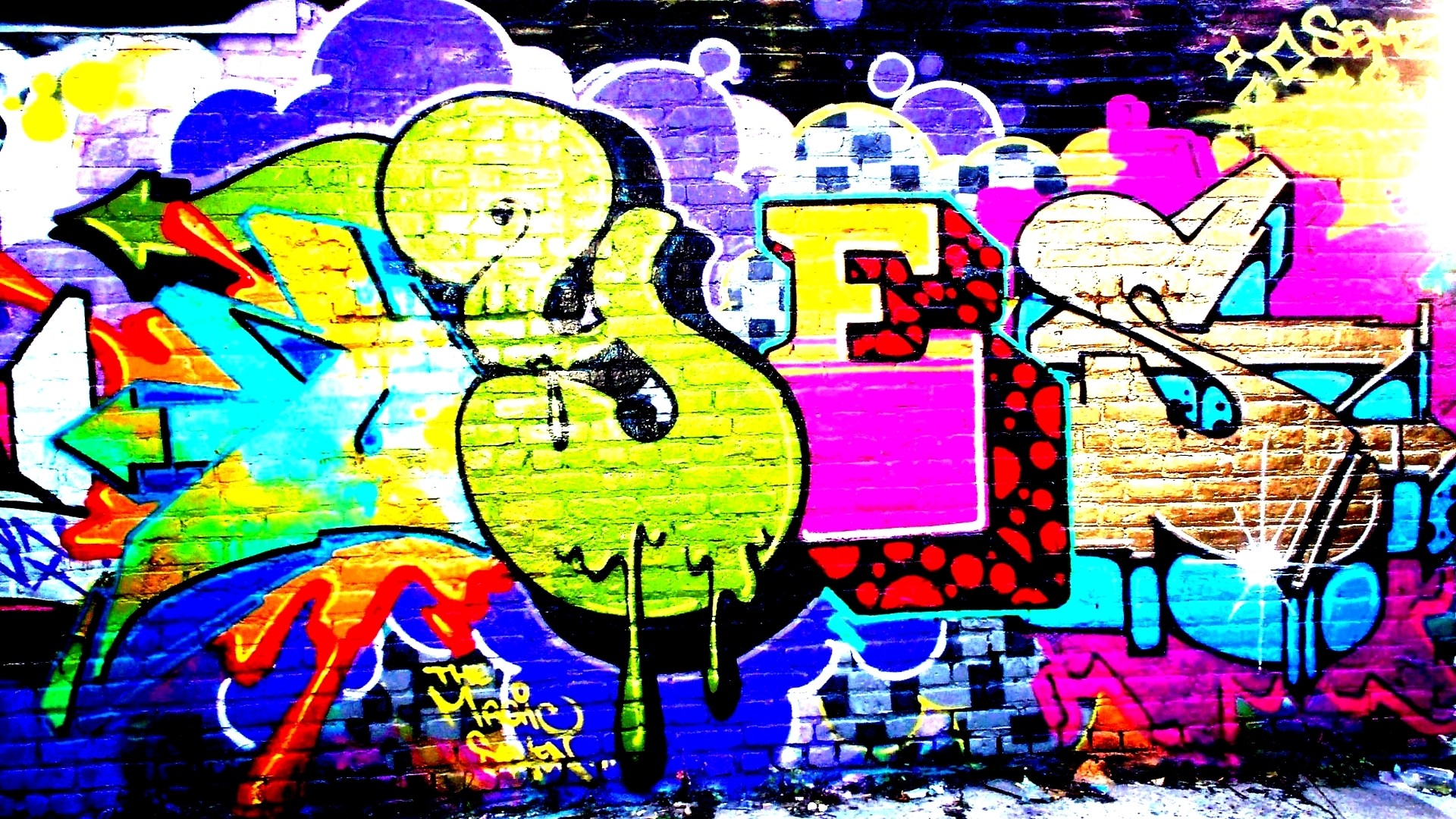 1920x1080  Wallpaper graffiti, bright colors, multicolors