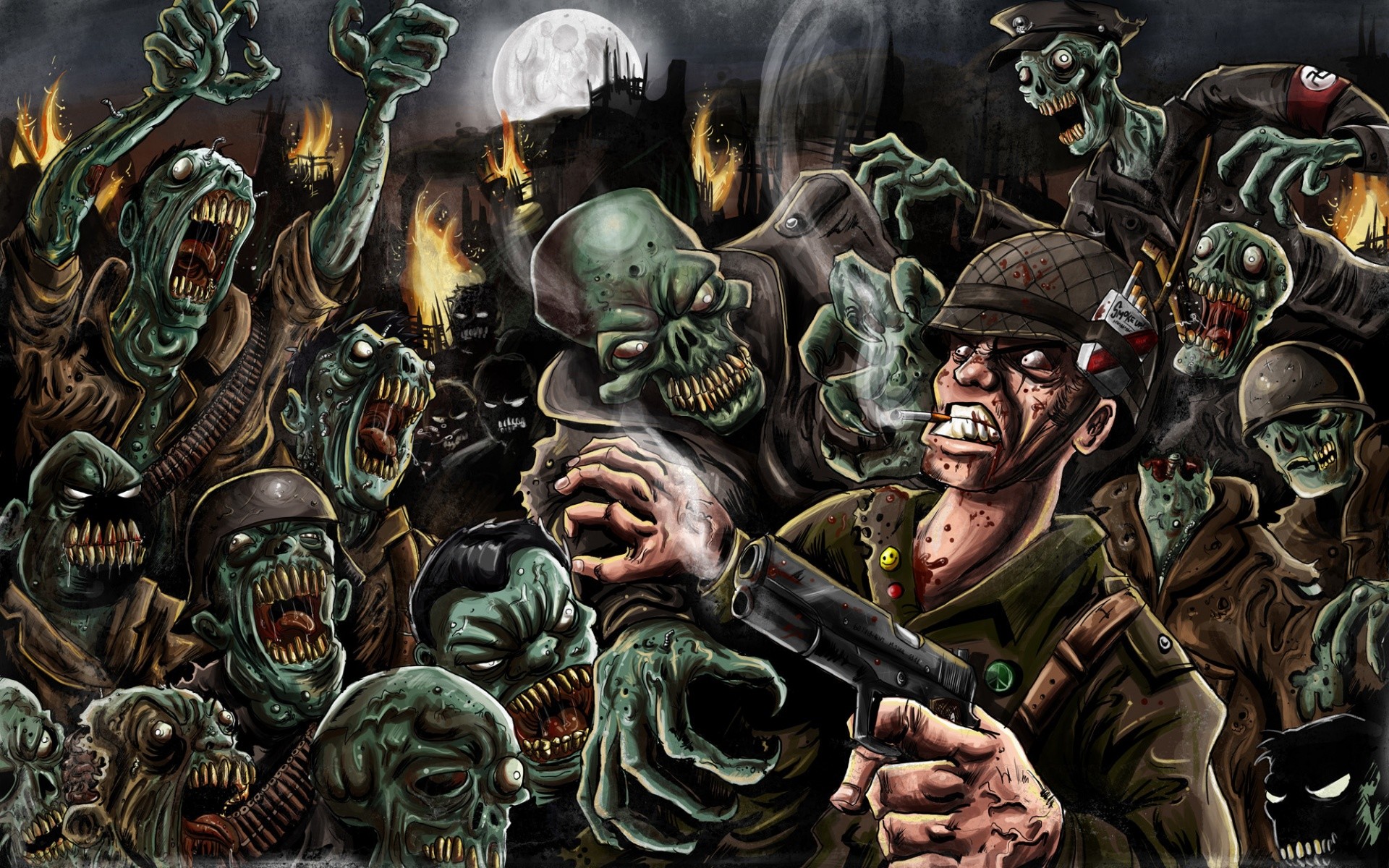 1920x1200 Dark Zombies Blood Horror Monsters Creatures Scary Soldiers Warriors  Wallpaper At Dark Wallpapers