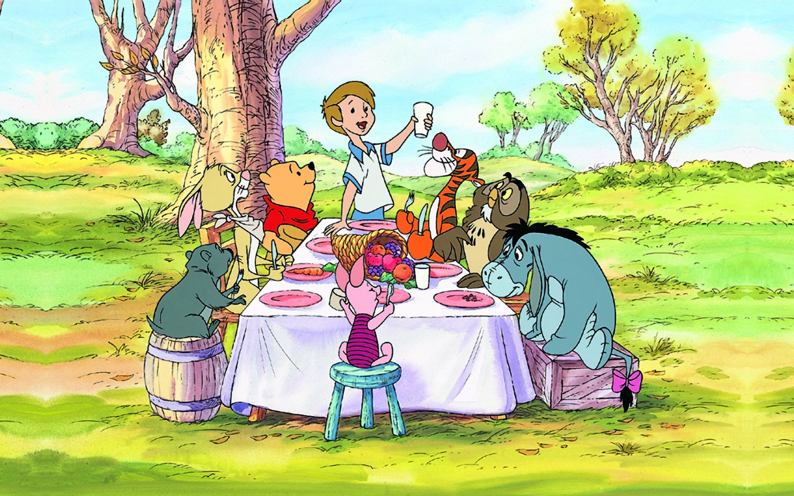 2560x1600 Thanksgiving with Pooh and Friends Wallpaper