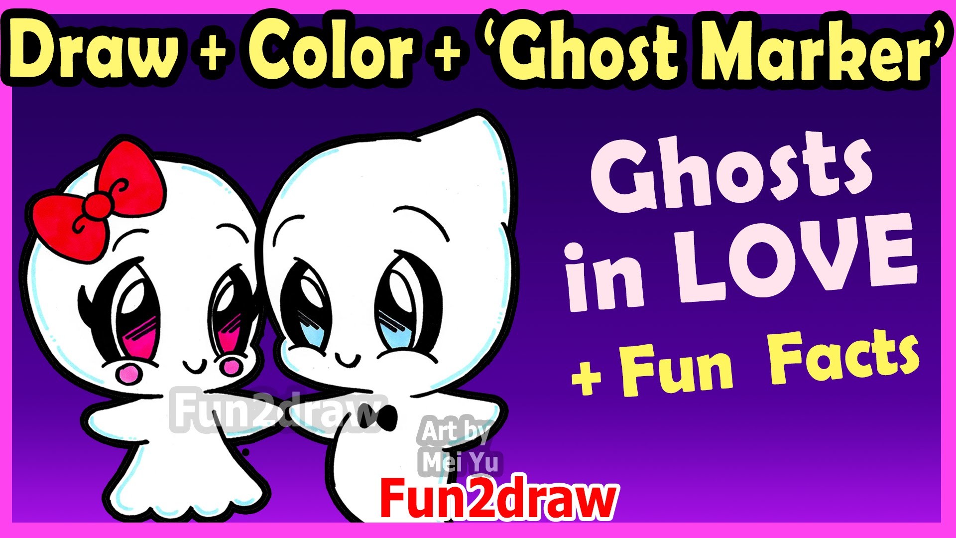 1920x1080 How to Draw and Color CUTE Ghost Couple in LOVE - Easy Cartoon Drawings  Halloween Fun2draw - YouTube