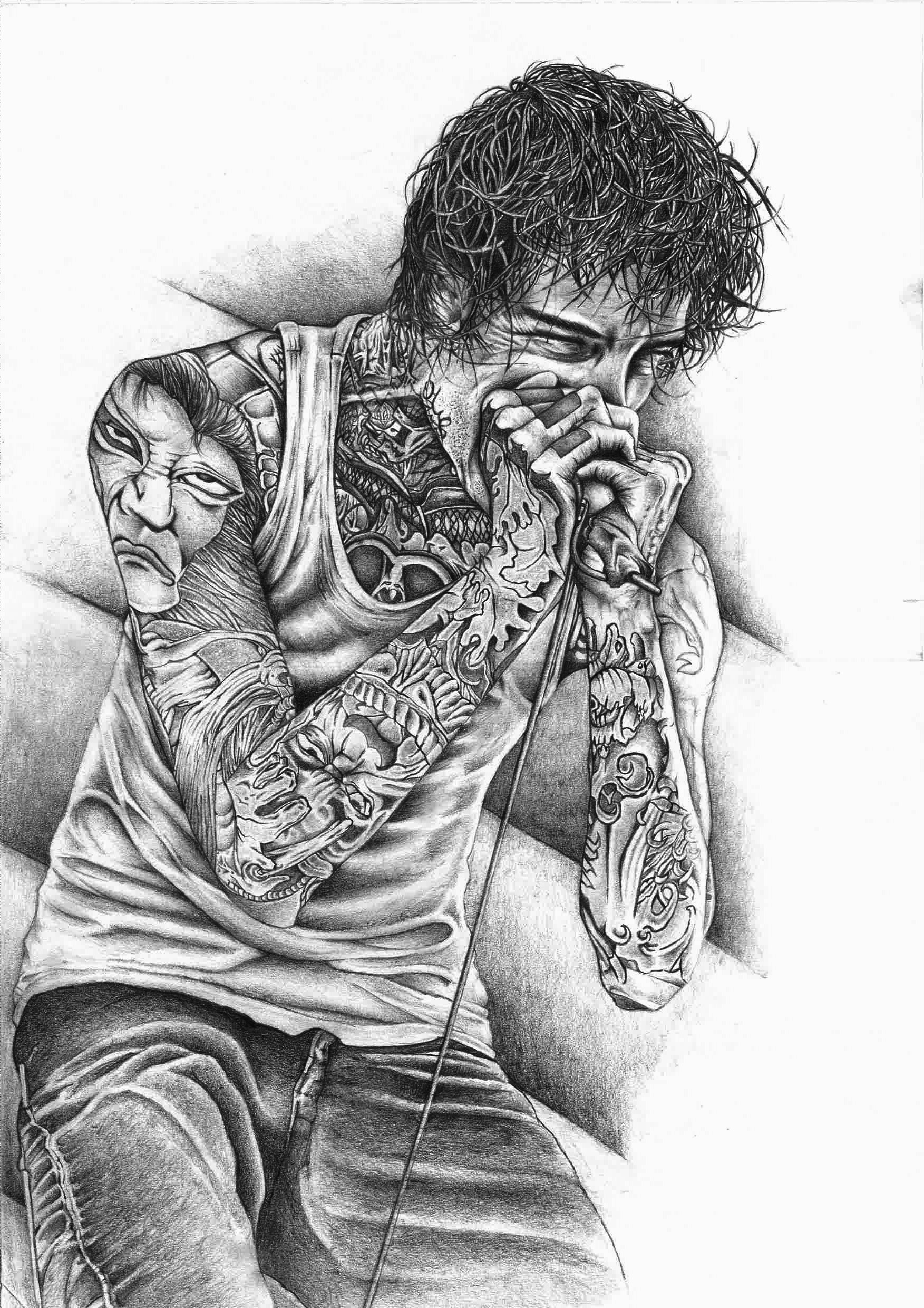 1753x2480 Mitch Lucker, Suicide Silence, Deathcore, Drawing, Tattoo Wallpapers HD /  Desktop and Mobile Backgrounds