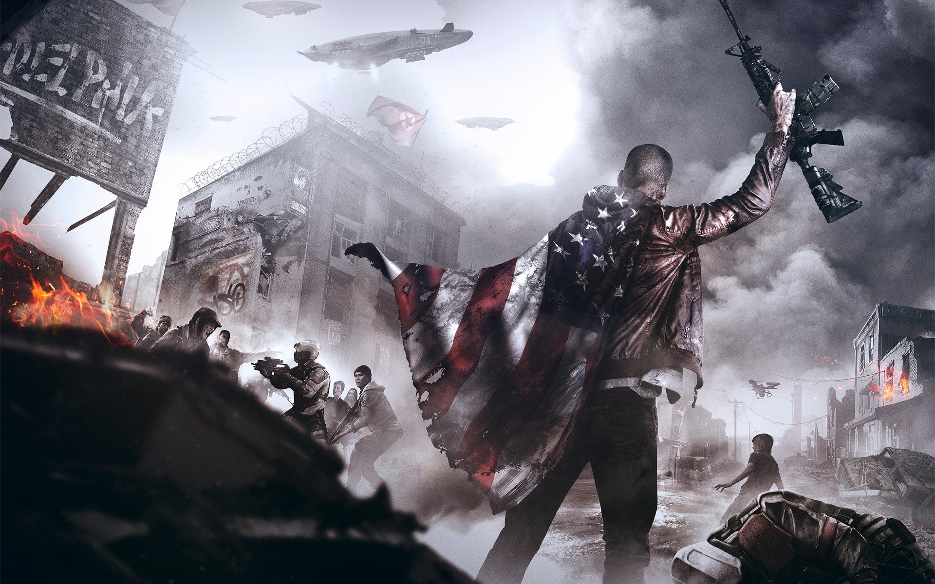1920x1200 video Games, Concept Art, Homefront, Homefront: The Revolution, Weapon,  Flag, American Flag Wallpapers HD / Desktop and Mobile Backgrounds