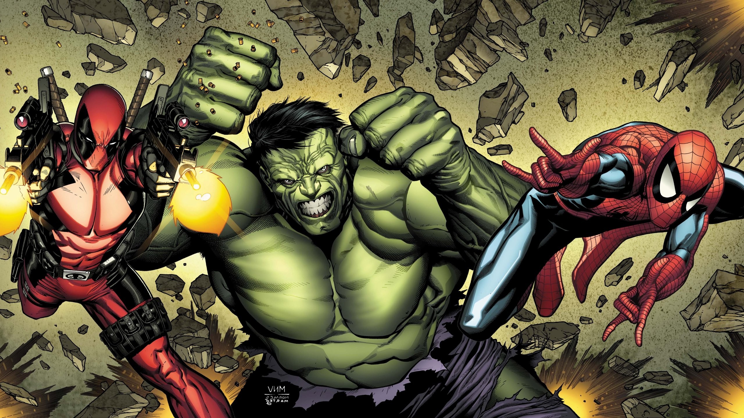 2560x1440 Hulk, Spider Man, Deadpool, Marvel Comics Wallpapers HD / Desktop and  Mobile Backgrounds