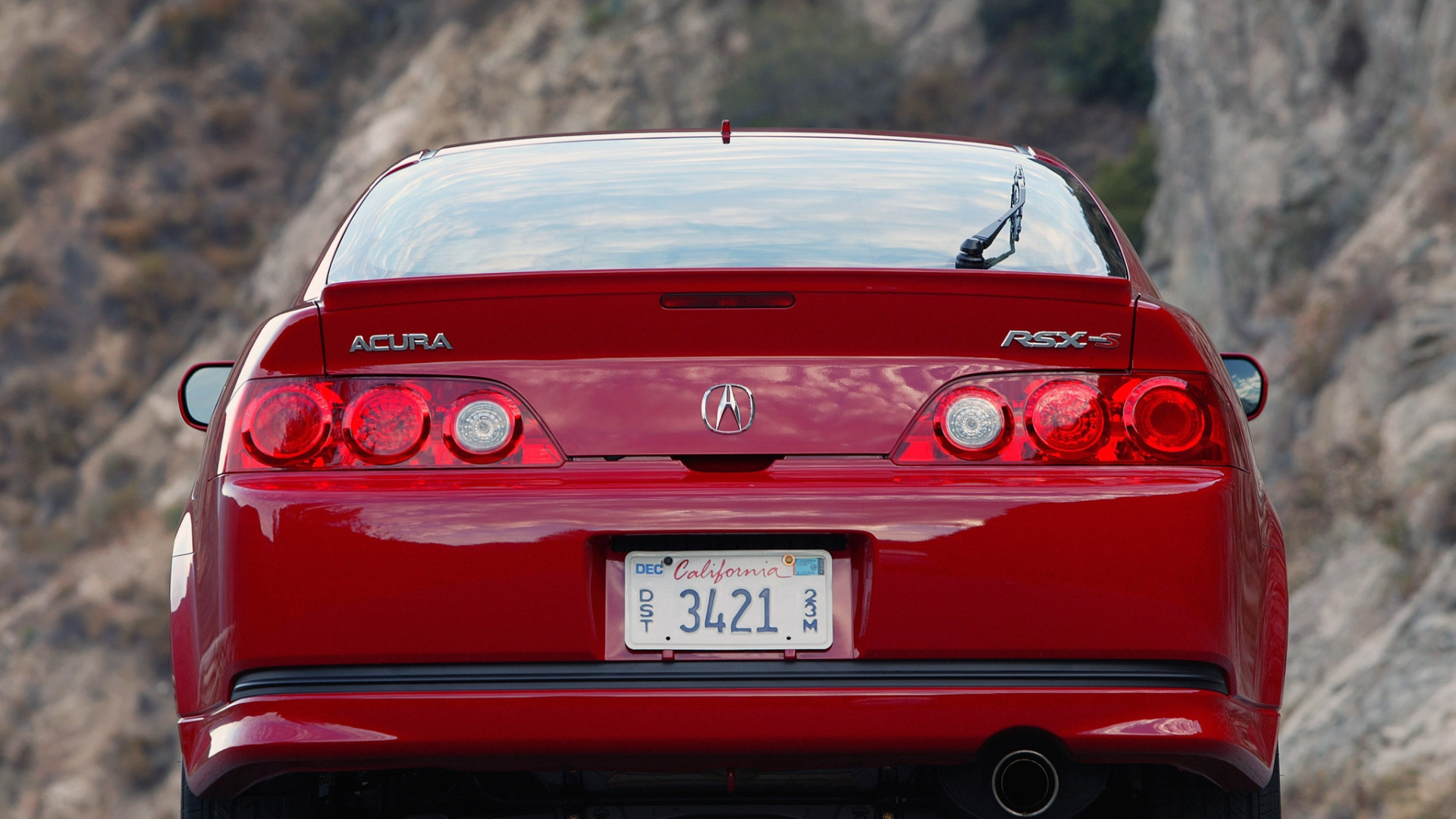 1920x1080  Wallpaper acura, rsx, red, rear view, style, cars, nature