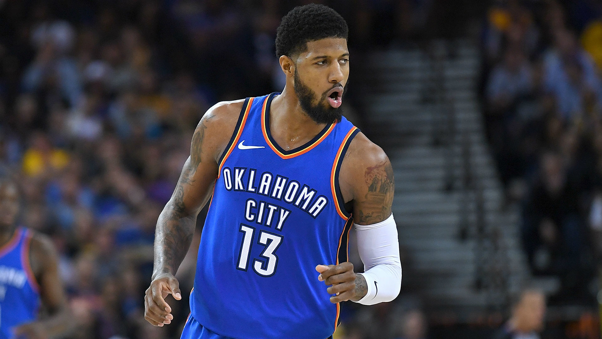 1920x1080 Thunder's Paul George out vs. 76ers with shoulder soreness
