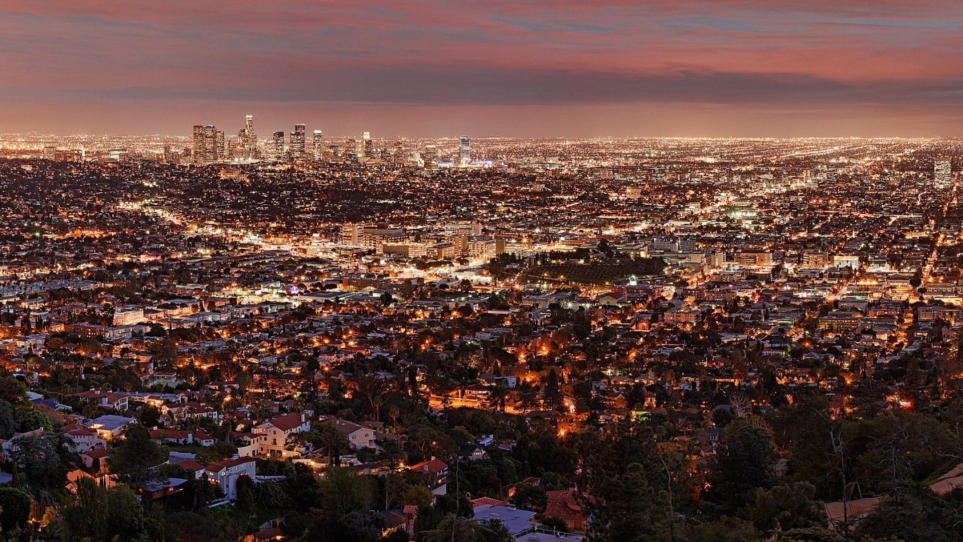 1920x1080 los angeles, night, view from above
