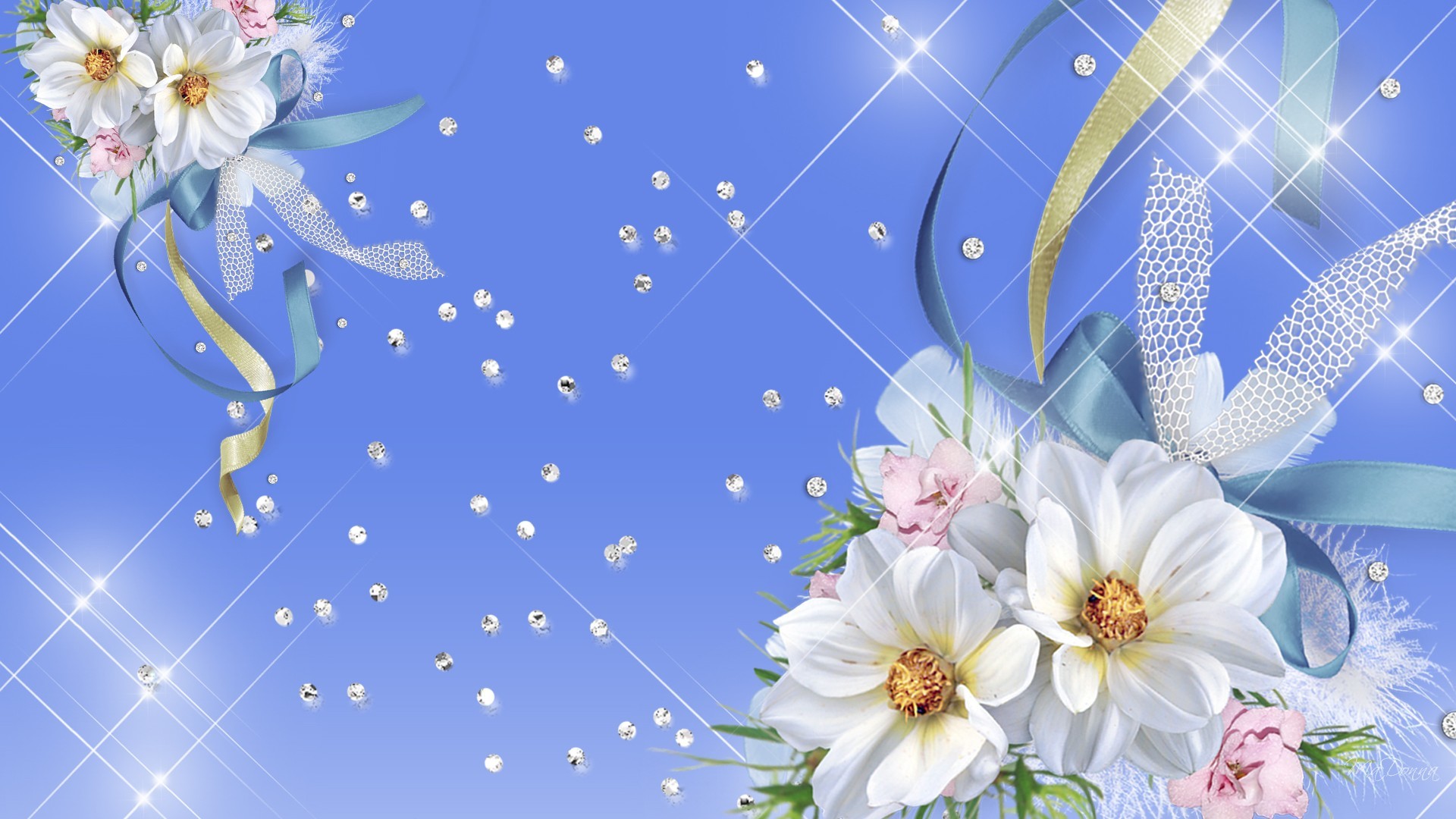 1920x1080 Blue And White Flower Wallpaper 7 Wide Wallpaper