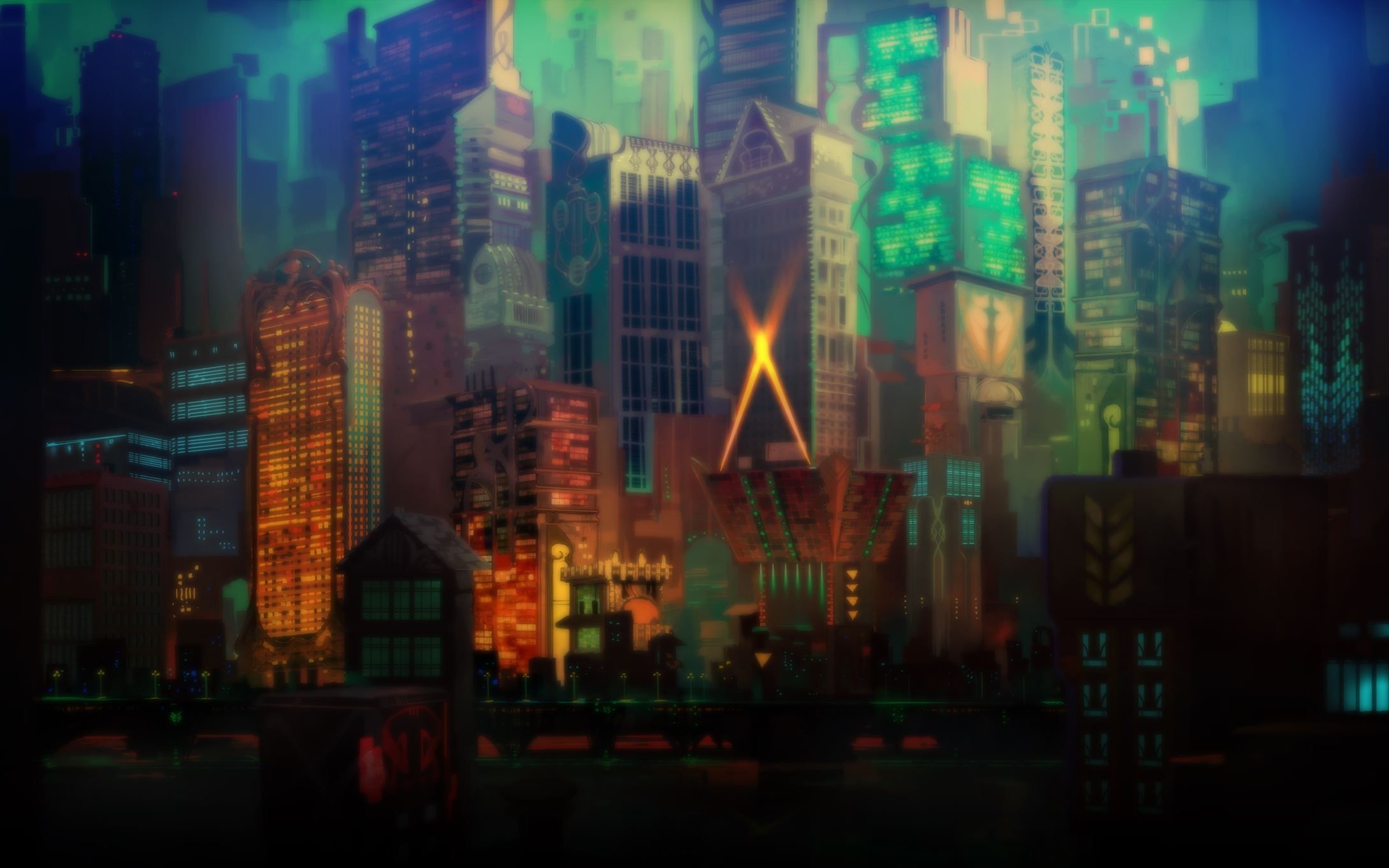 2180x1363 Taken from SuperGiant's own website: a 1680x1050 wallpaper of art from  their newest game "Transistor" (they're the dev team that created "Bastion")