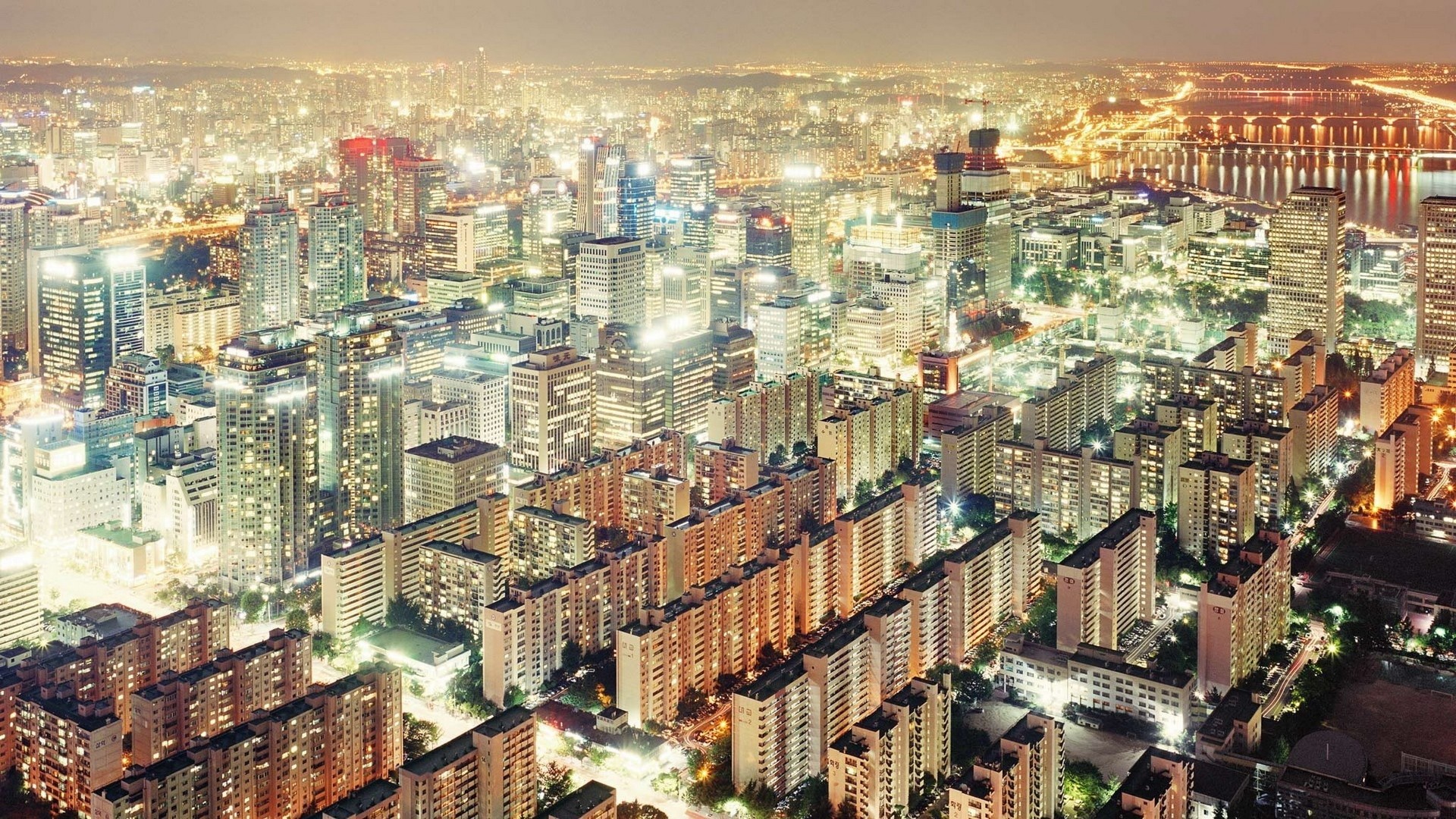 1920x1080 Night View of Seoul, South Korea