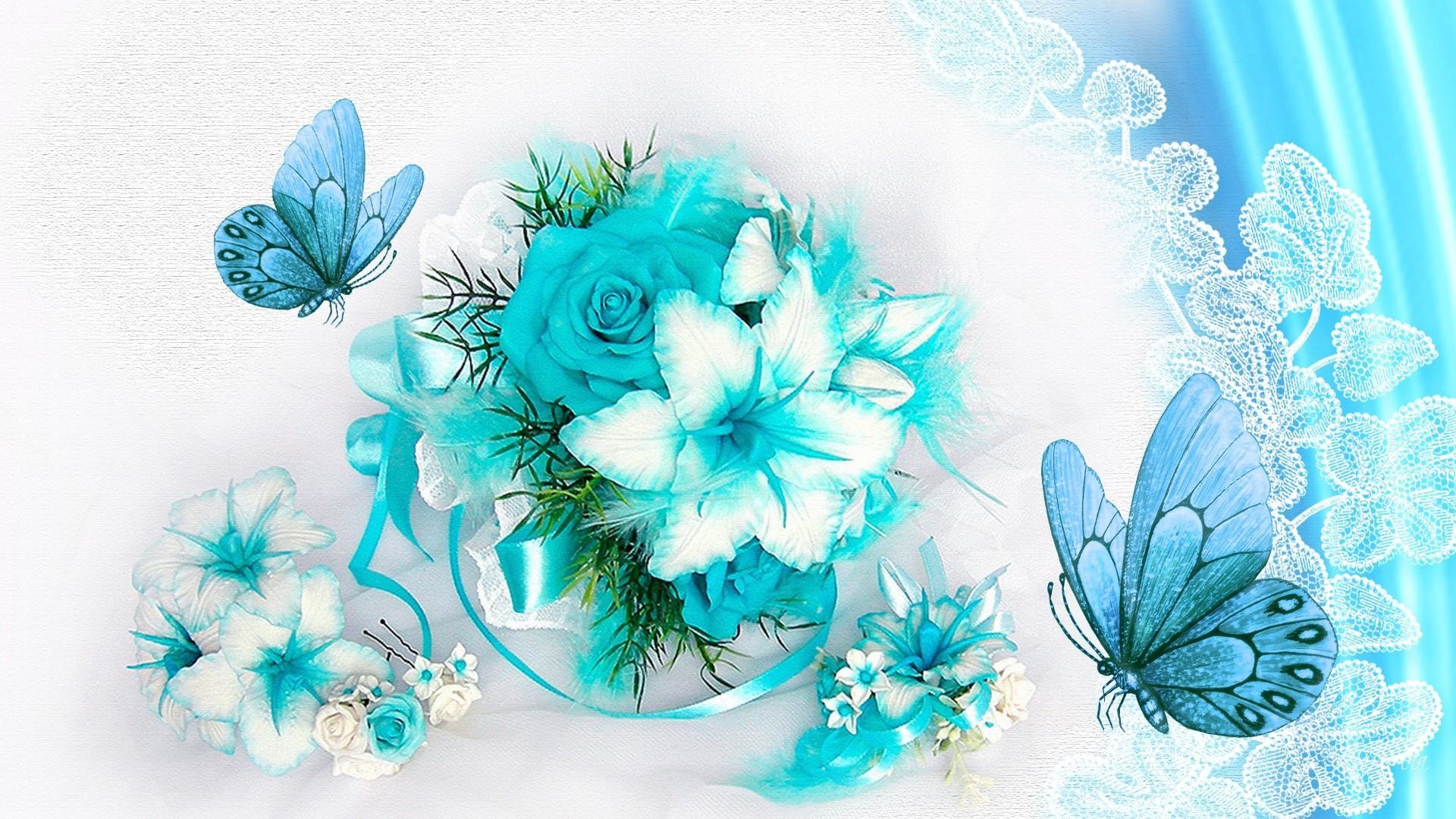 1920x1080 Butterfly Wallpaper Turquoise | Aquamarine Floral HD desktop wallpaper…