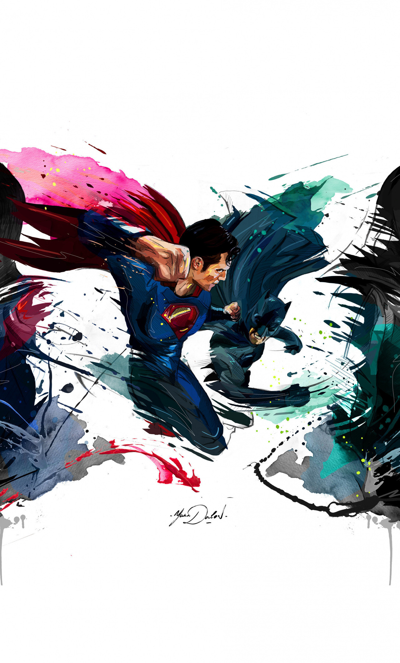 1280x2120 Batman vs superman, 4k, sketch artwork,  wallpaper
