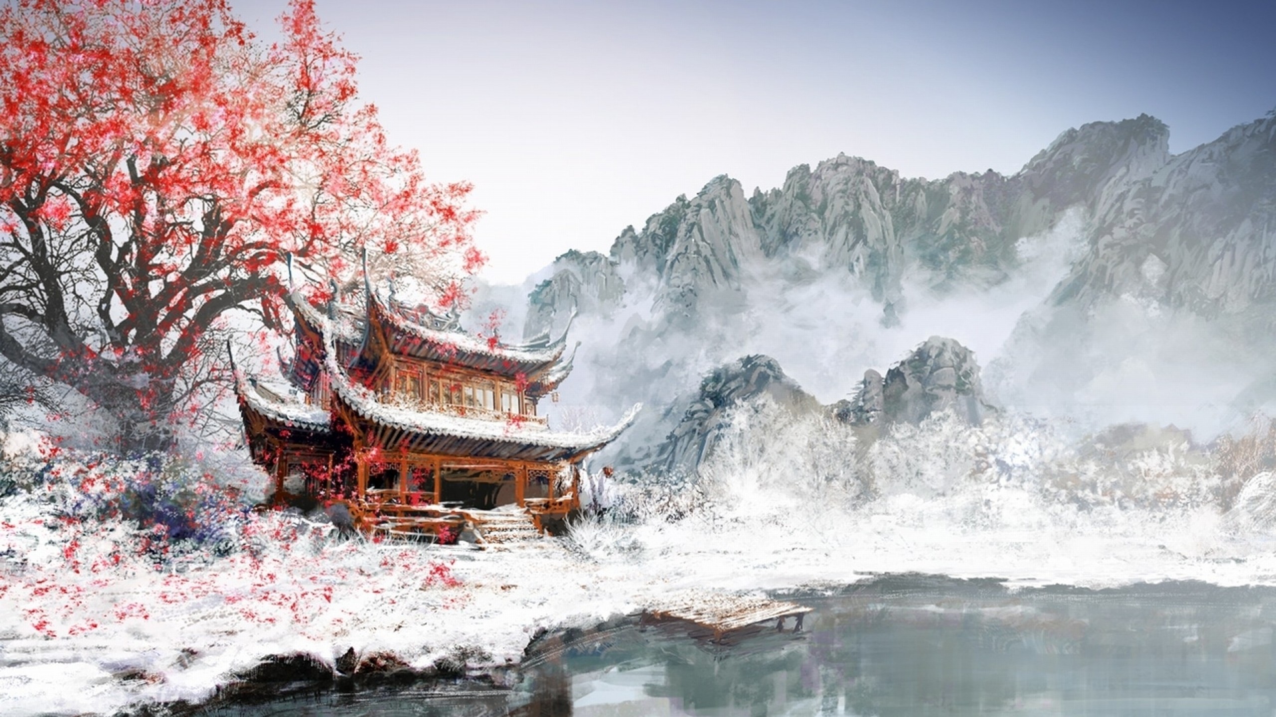 2560x1440 Terrific Japanese Landscape Art Images Design Inspiration ...