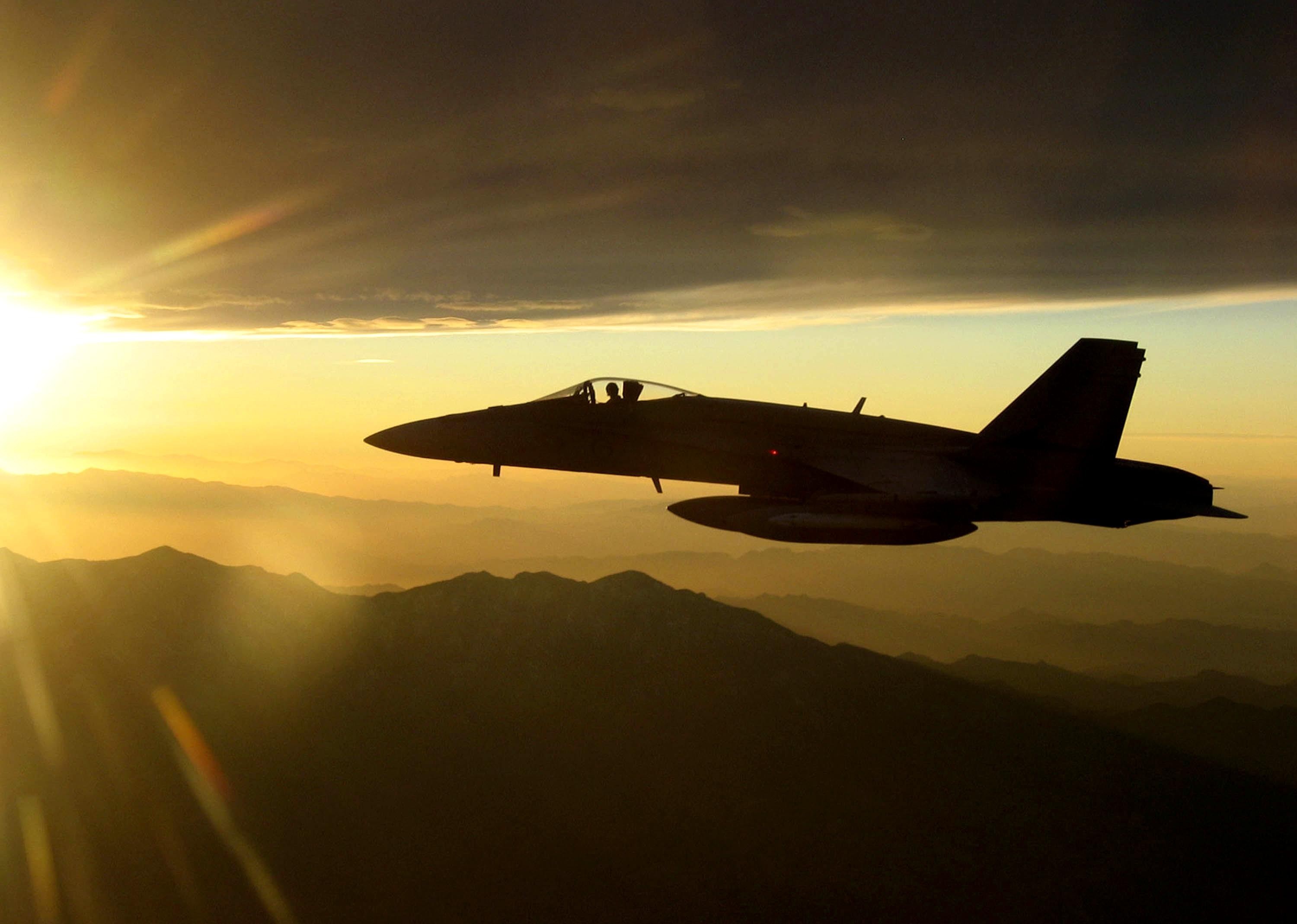 3000x2138 Aircraft orange f18 hornet sun fighter jets skies wallpaper