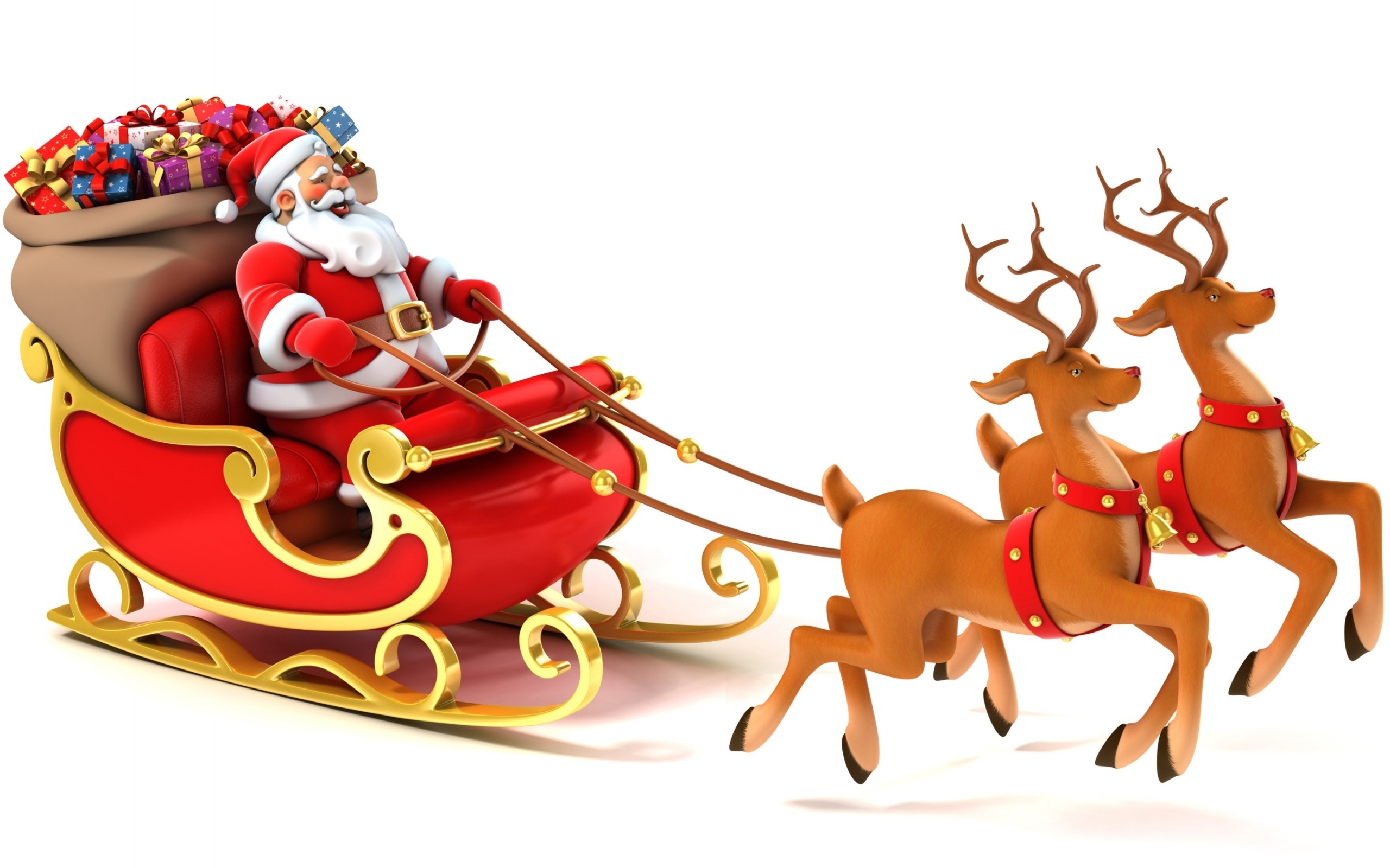 2560x1600 Santa sleigh flying clipart