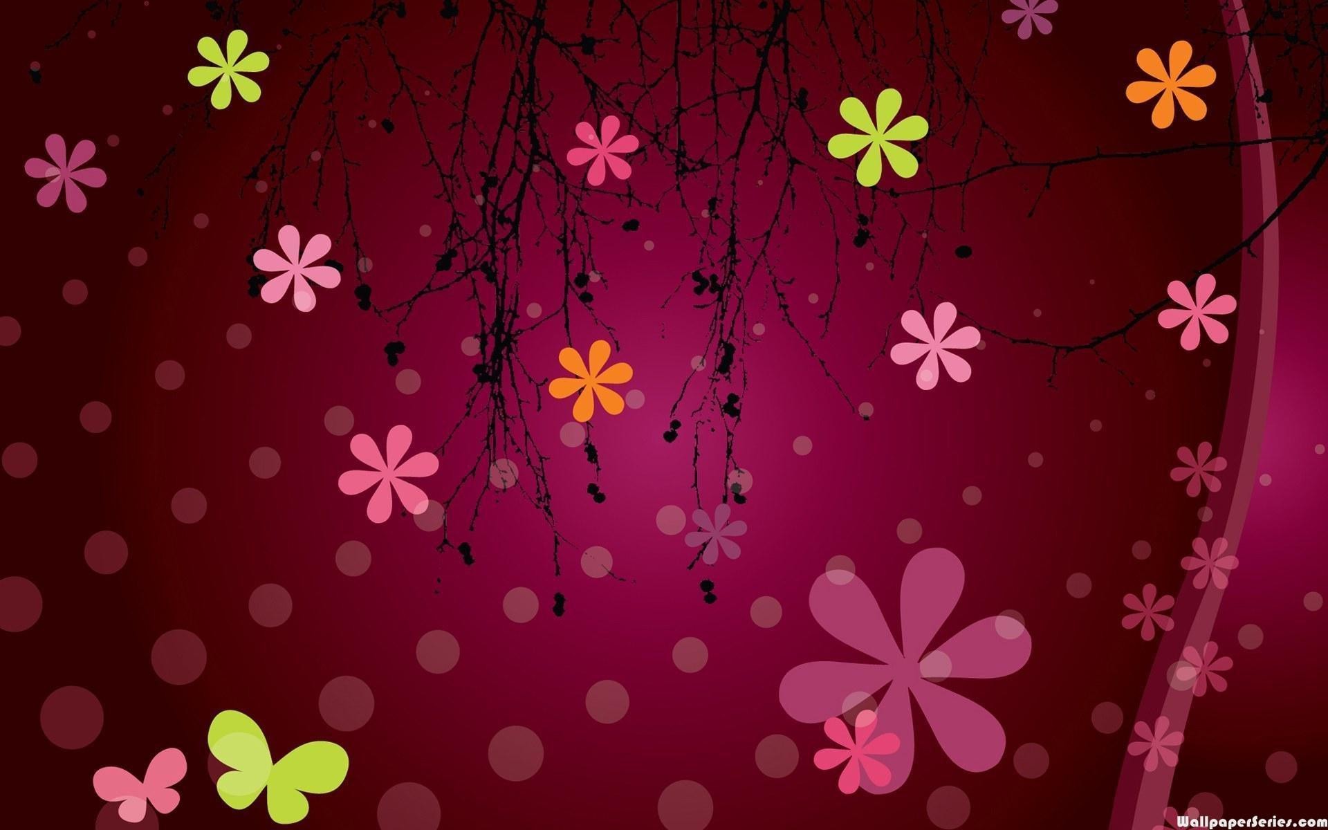 1920x1200 HD Cute Pink Flower Pattern Wallpaper