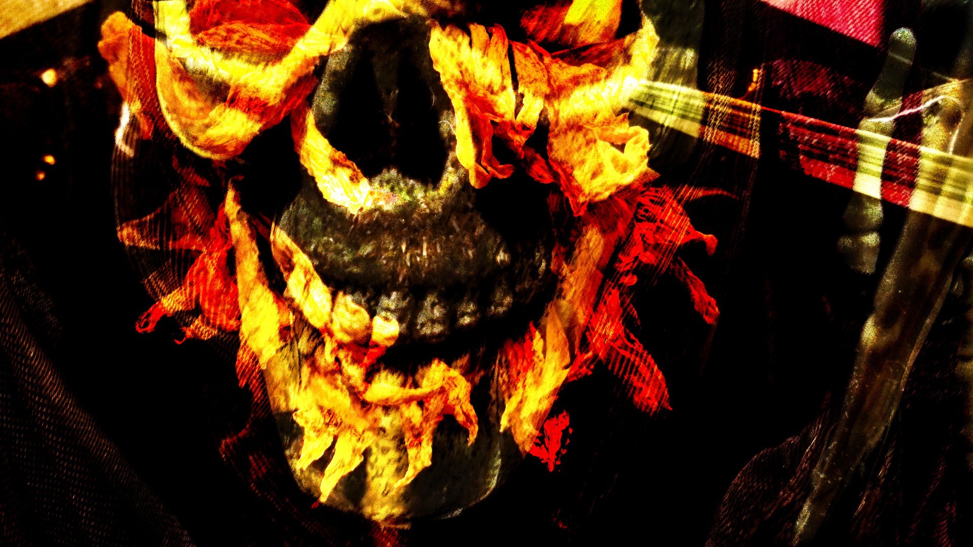 1920x1080 Flaming Skull Background