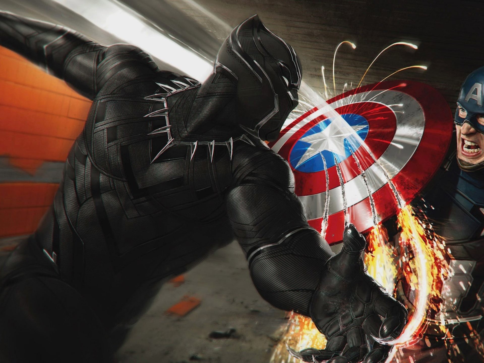 1920x1440 Captain America: Civil War (2016) “Black Panther vs Captain America” 4K. Â«Â«