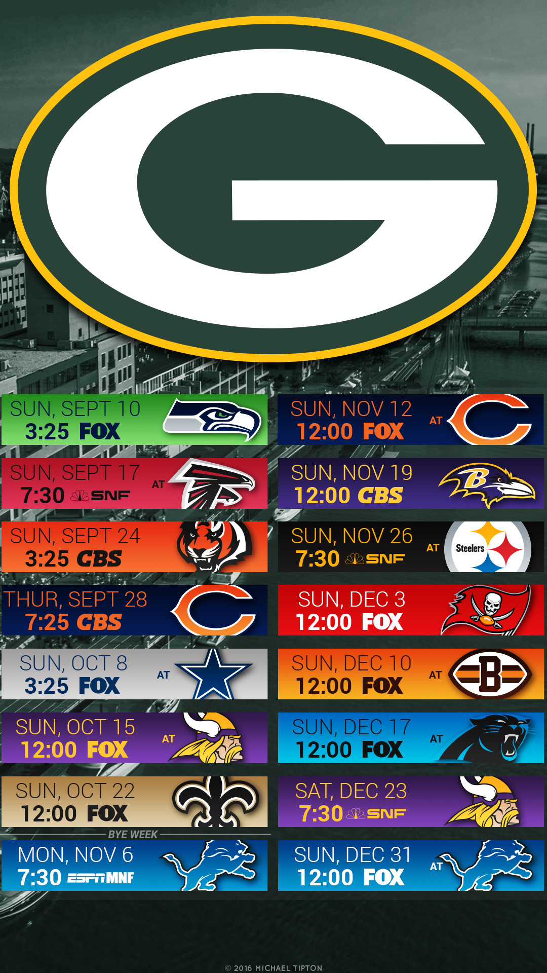 1080x1920 Green Bay Packers 2017 schedule turf logo wallpaper free iphone 5, 6, 7, ...