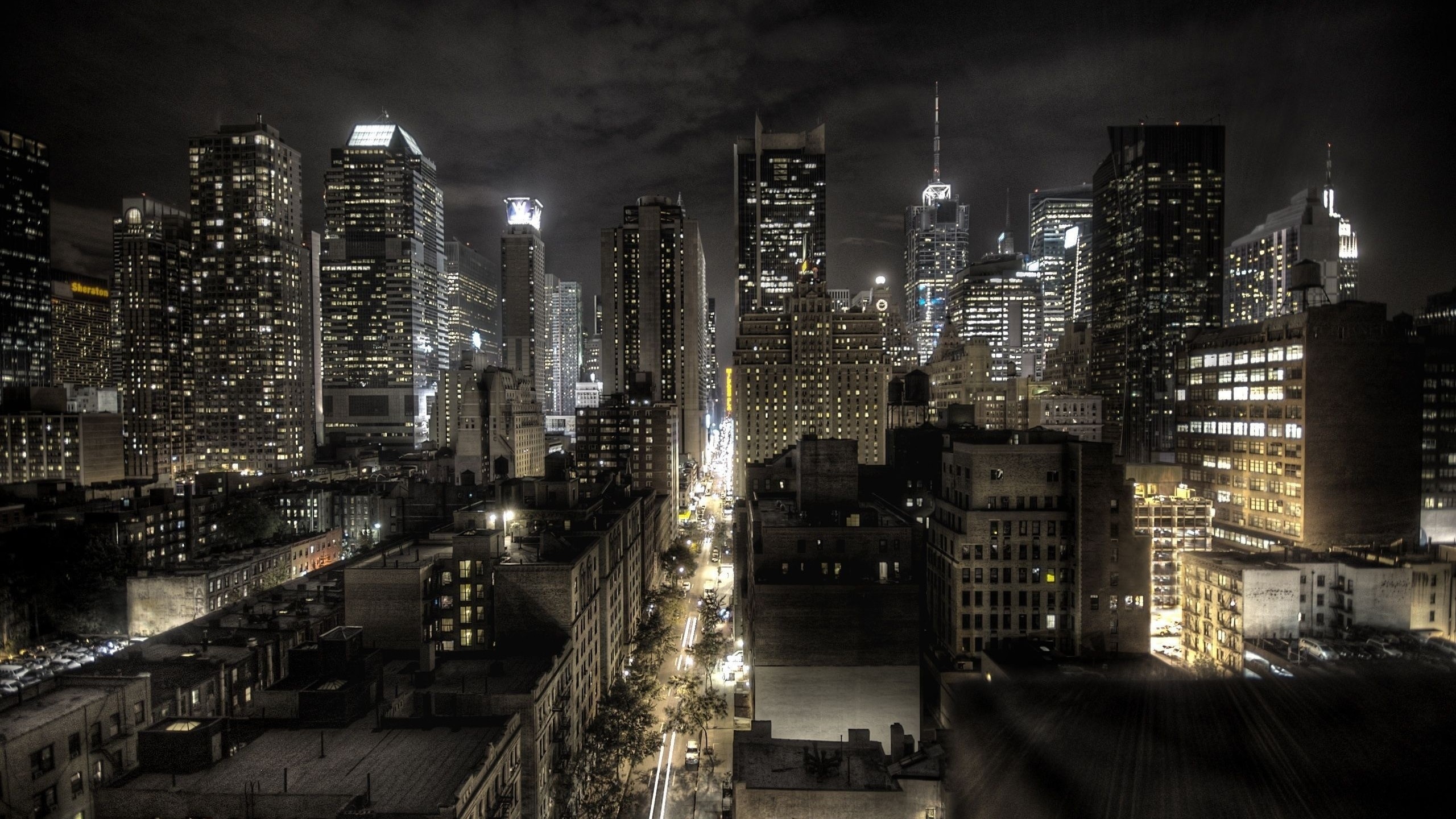 2560x1440 Preview wallpaper new york, united states of america, night, top view, hdr