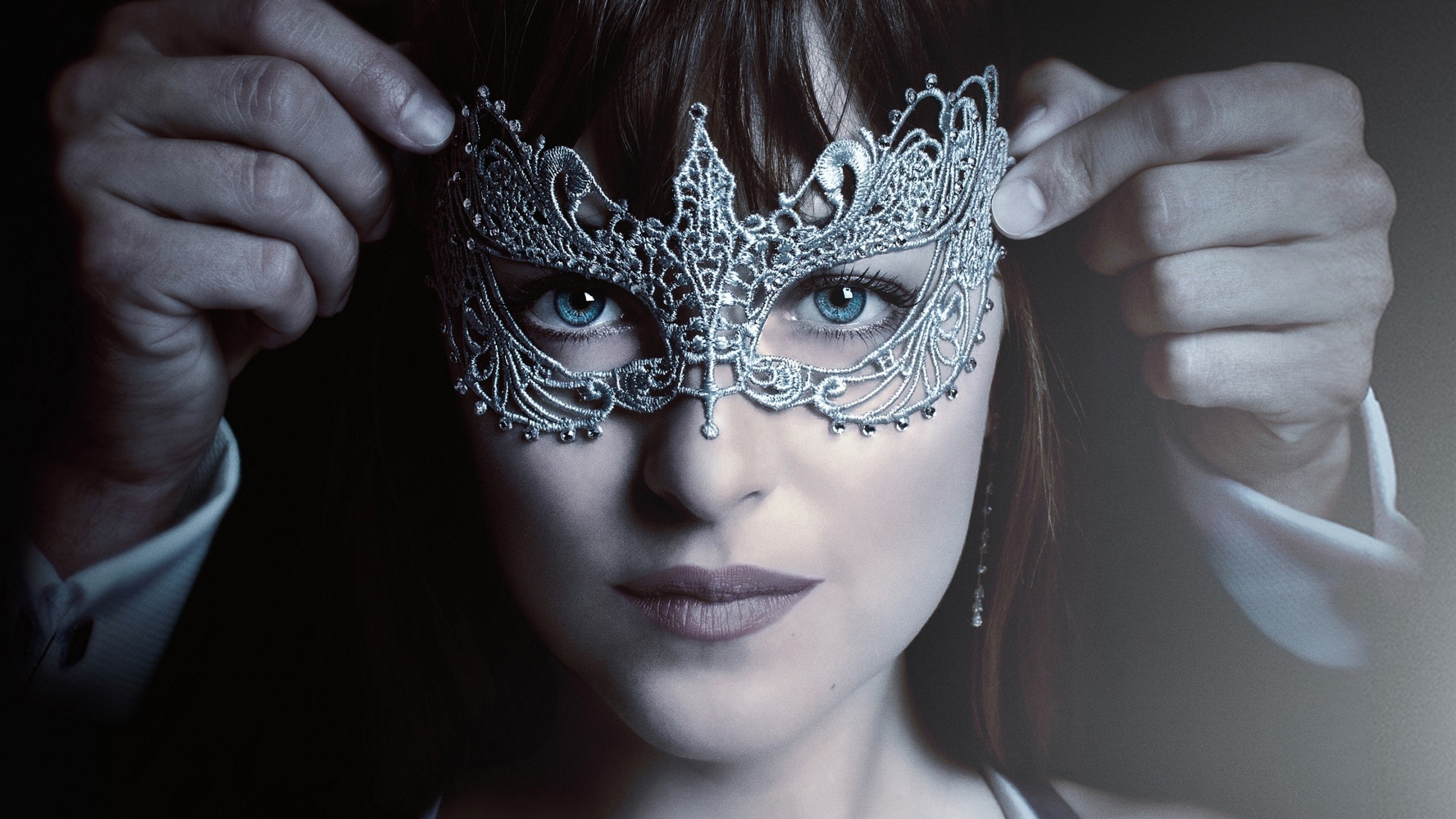 2560x1440 Fifty Shades Darker Dakota Johnson Mask Blue Eyes Wallpaper - Image #5344 -