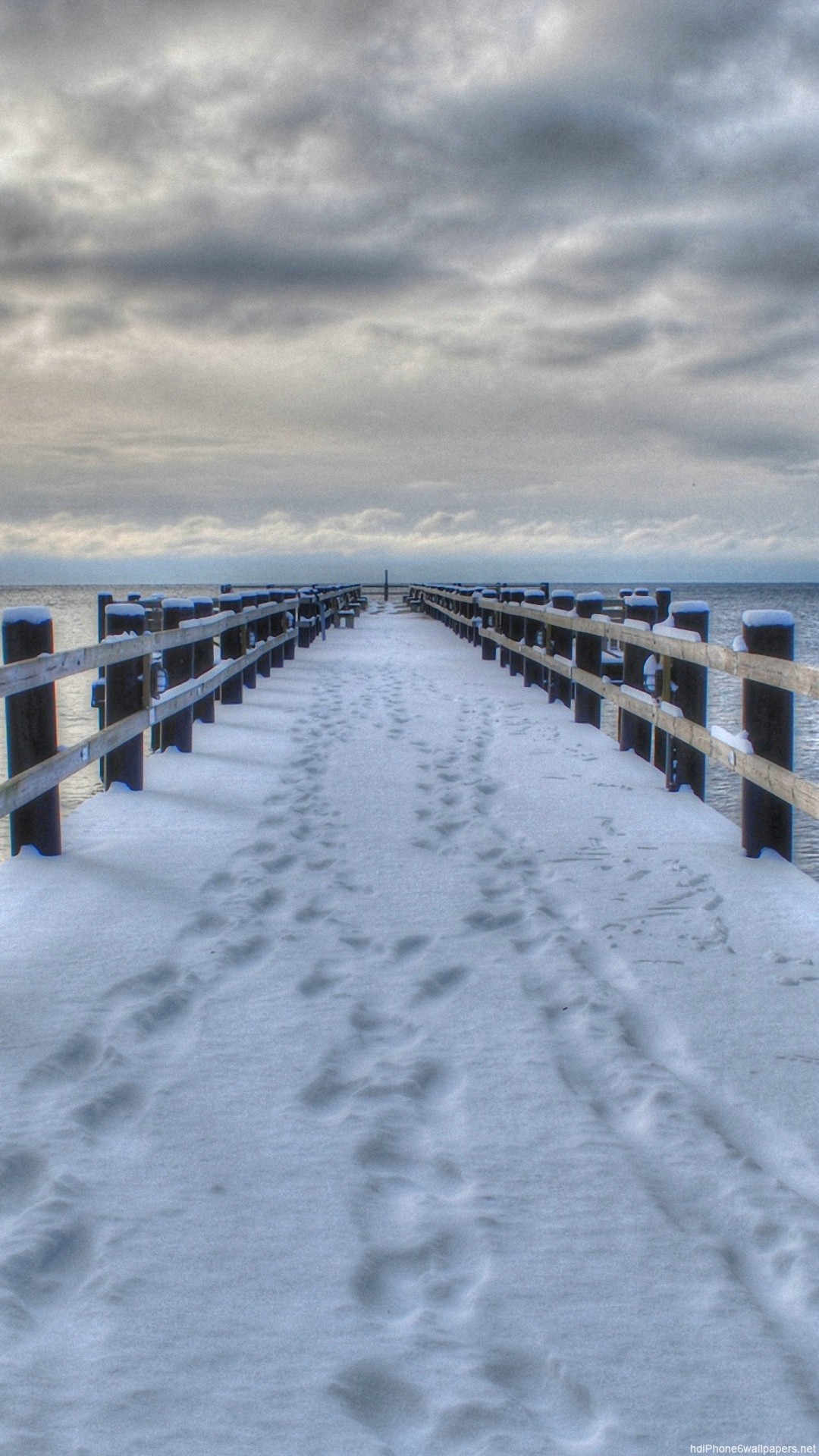 1080x1920  sea bridge winter landscape iPhone 6 wallpapers HD - 6 Plus  backgrounds