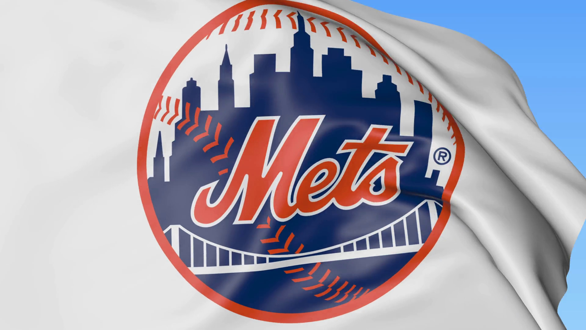 1920x1080 Close-up of waving flag with New York Mets MLB baseball team logo, seamless  loop, blue background. Editorial animation. 4K Stock Video Footage -  VideoBlocks