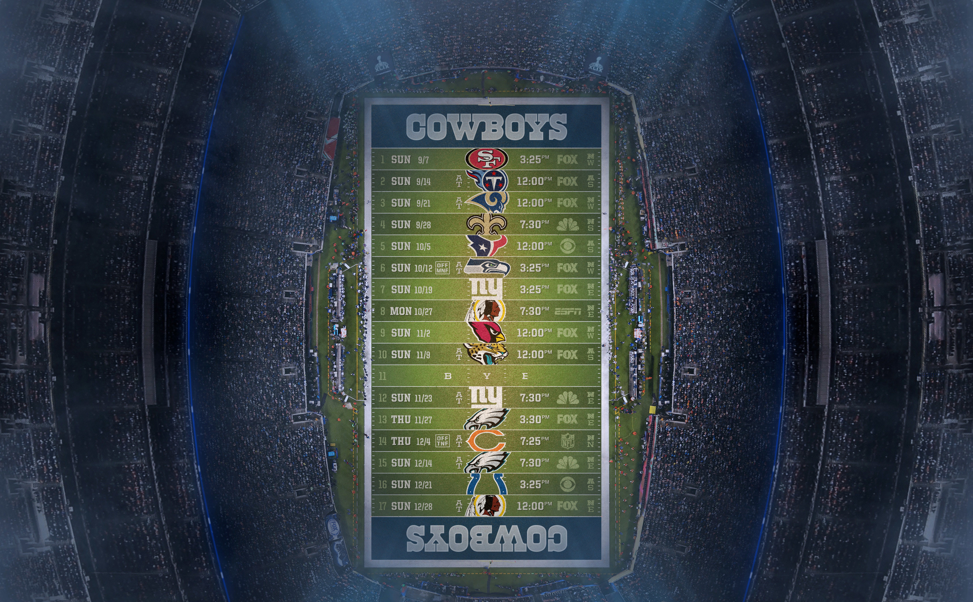 3414x2112 Dallas Cowboys 2014 NFL Schedule Wallpaper.