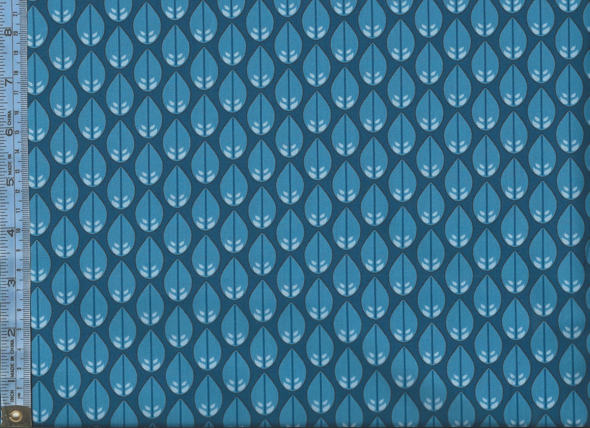 2000x1452 Cascade - blue leaf shapes on navy blue background