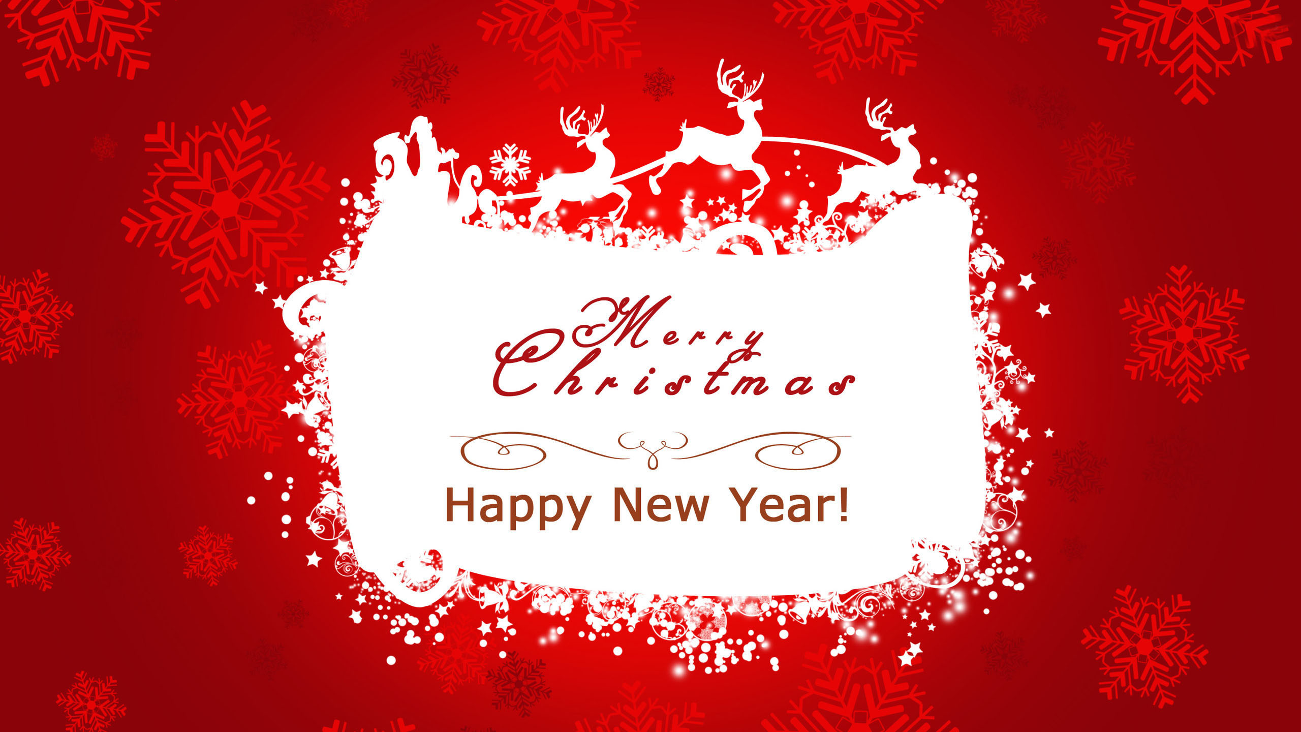 2560x1440 Red Background Happy New year & Christmas Wallpapers