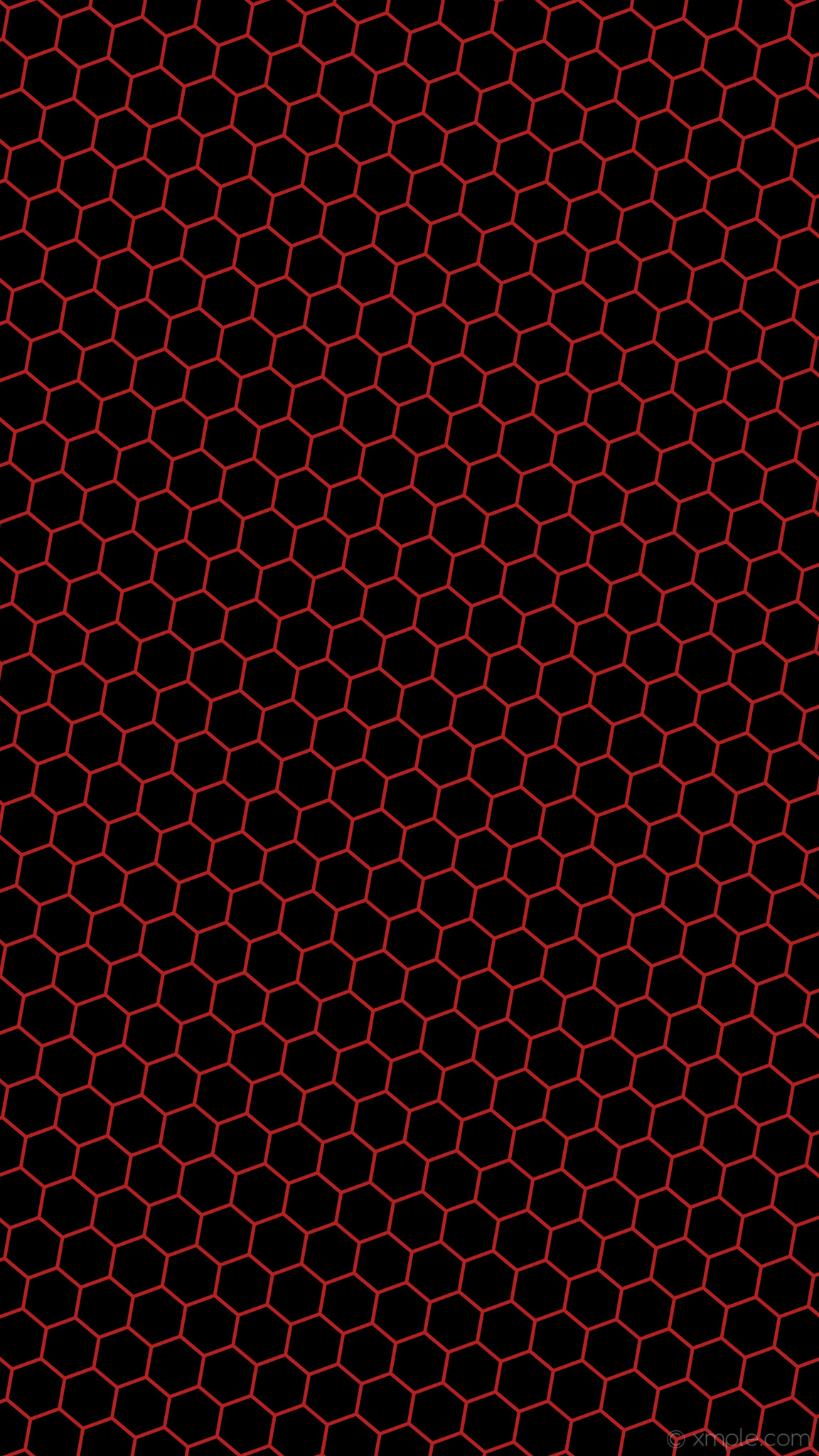 1152x2048 wallpaper beehive black honeycomb red hexagon fire brick #000000 #b22222  diagonal 50Â° 5px
